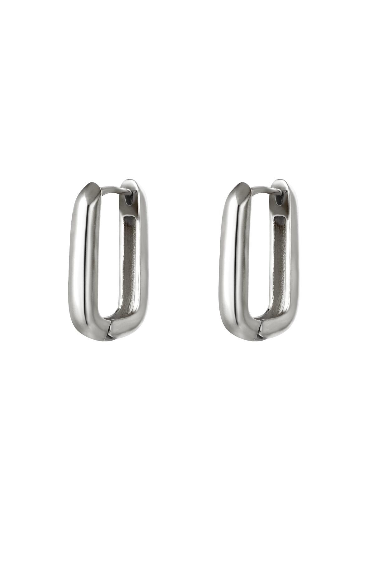 Silver color / Earrings square large Silver Stainless Steel 