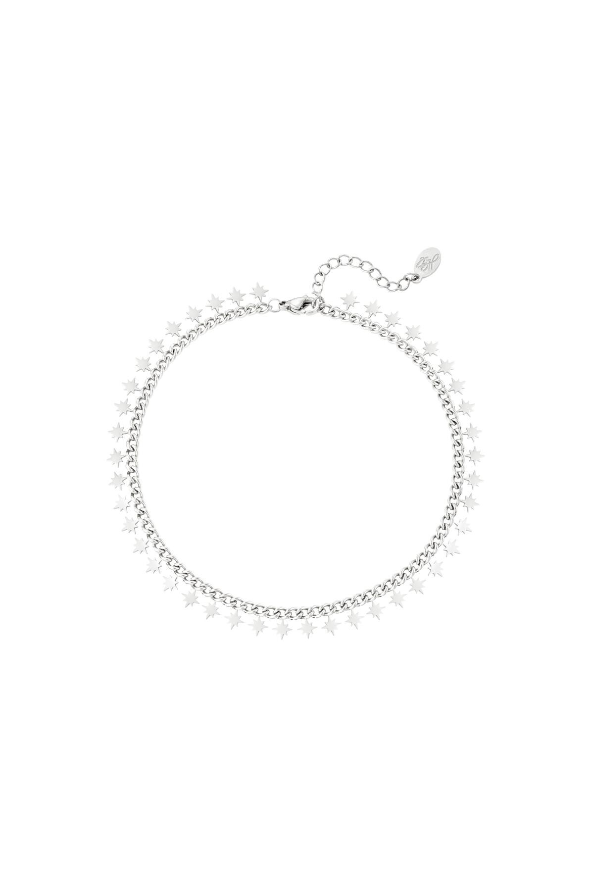 Stainless steel bracelet sparkling stars Silver 