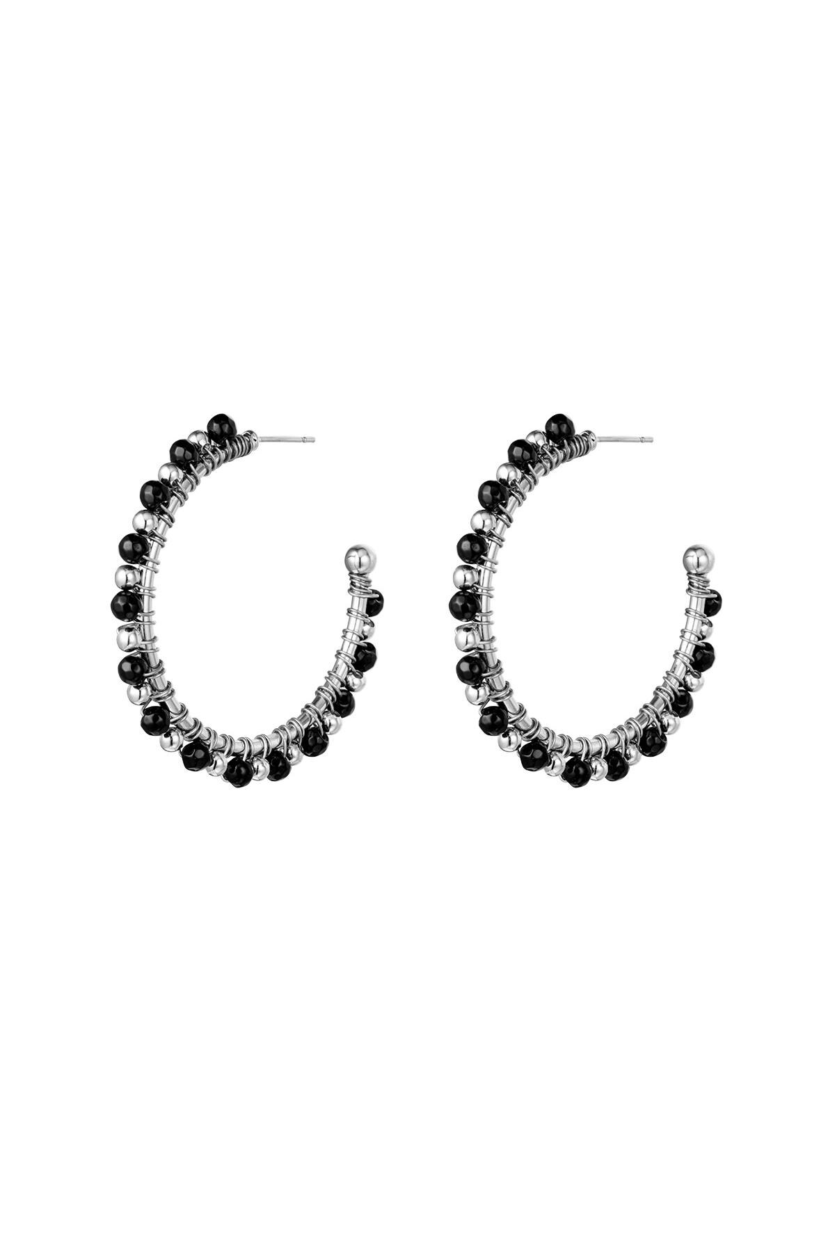 Black / Earrings beaded hoops Black Copper 