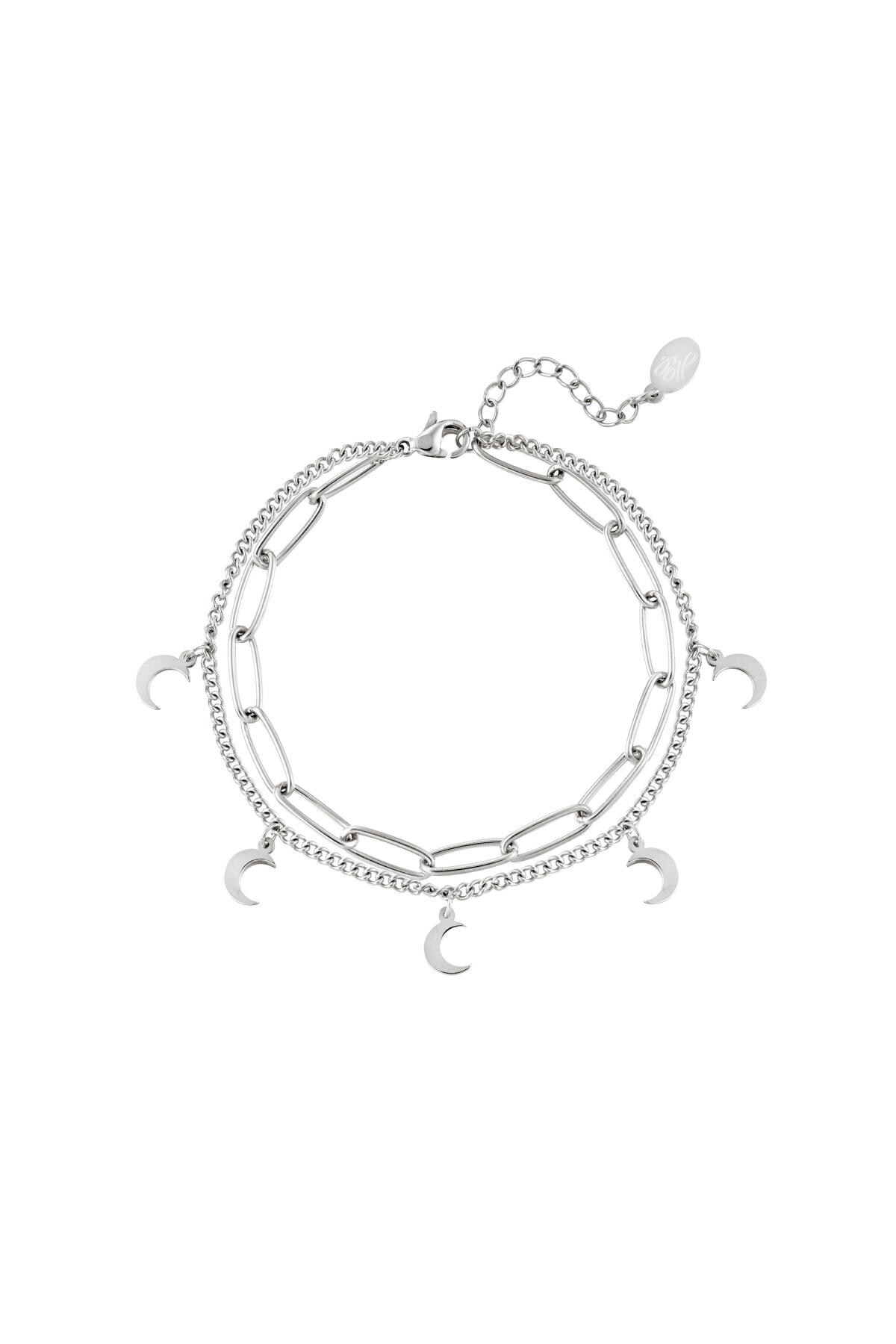 Silver color / Bracelet Chain Moon Silver Stainless Steel 