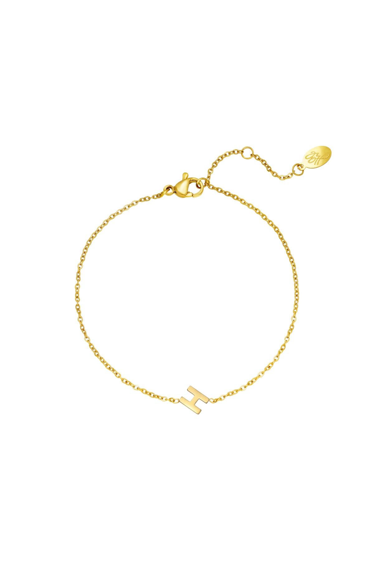 Gold color / Stainless steel bracelet initial H Gold 