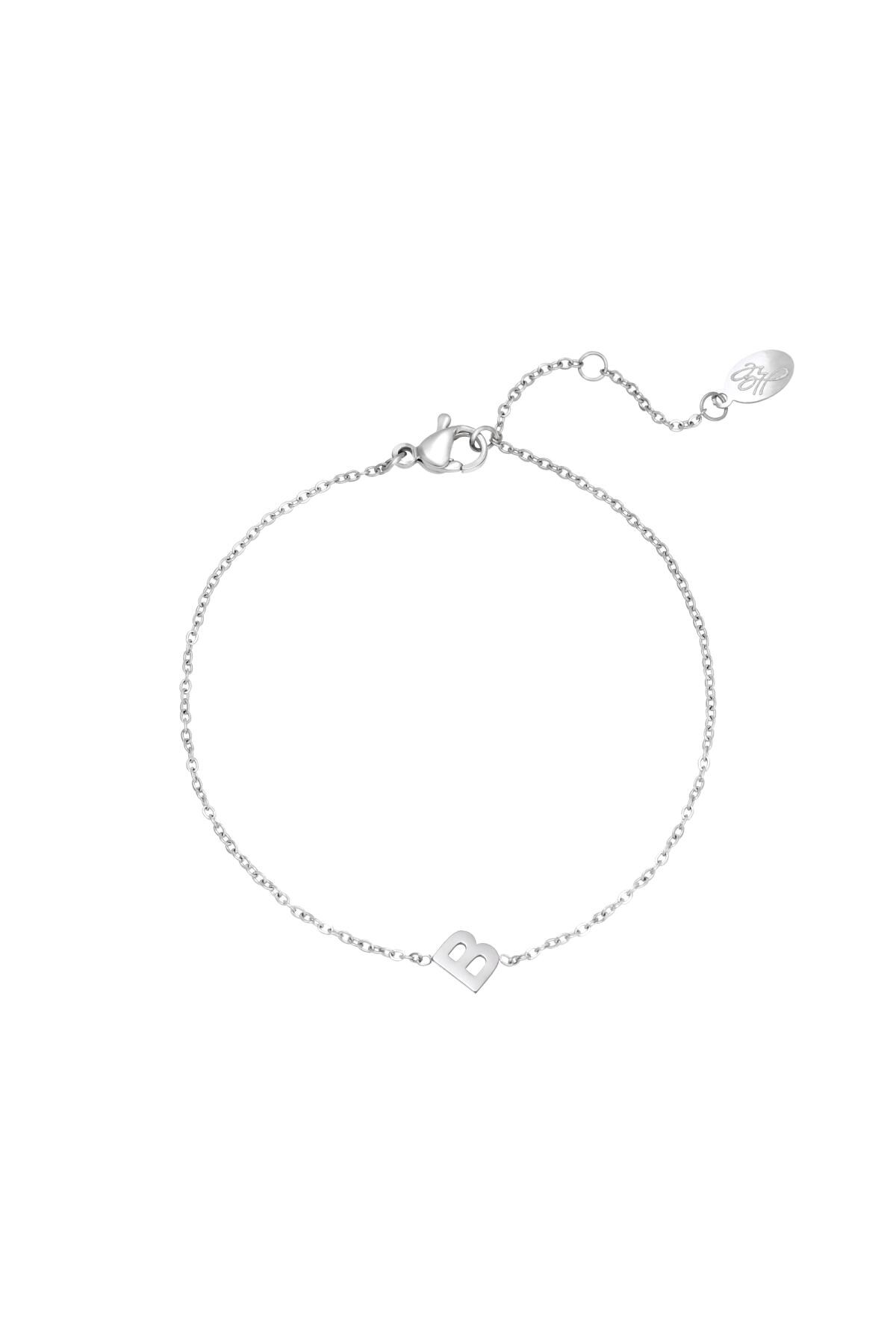 Stainless steel bracelet initial B Silver 