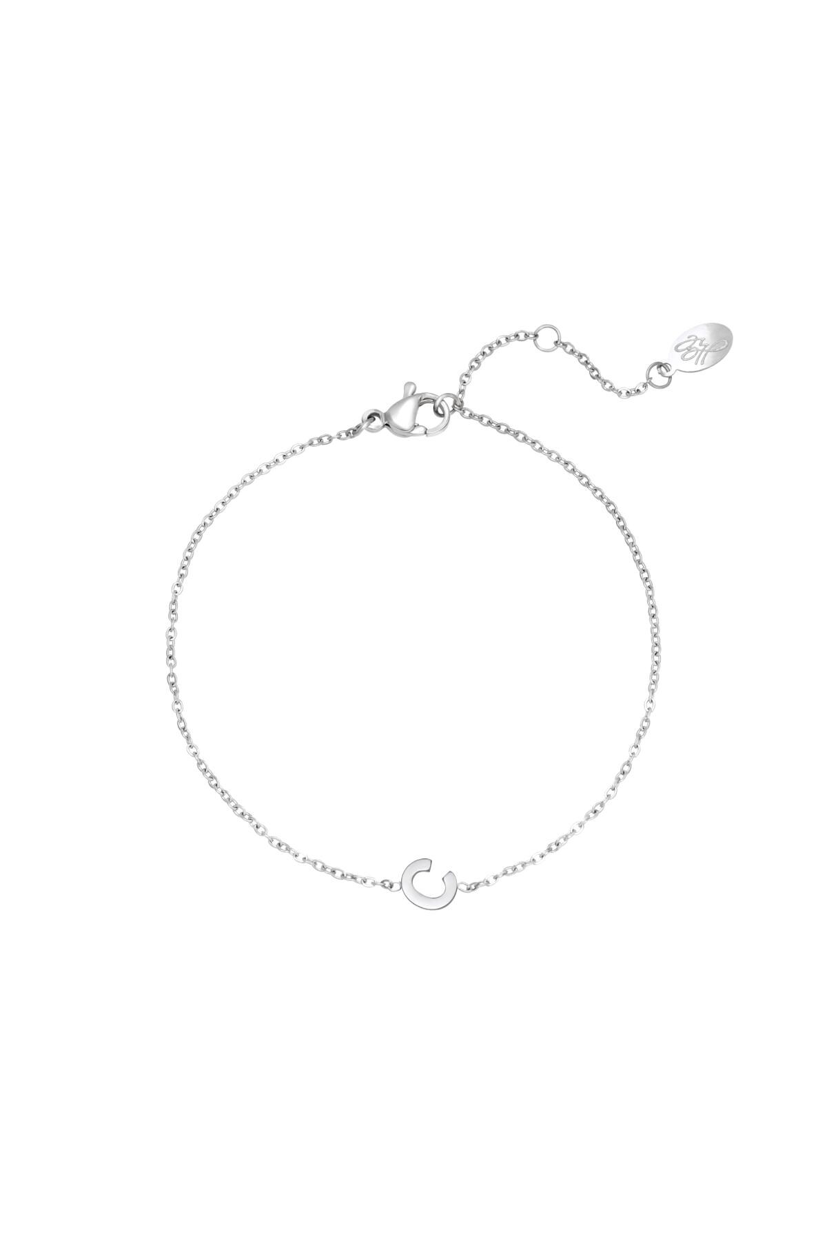 Stainless steel bracelet initial C Silver h5 