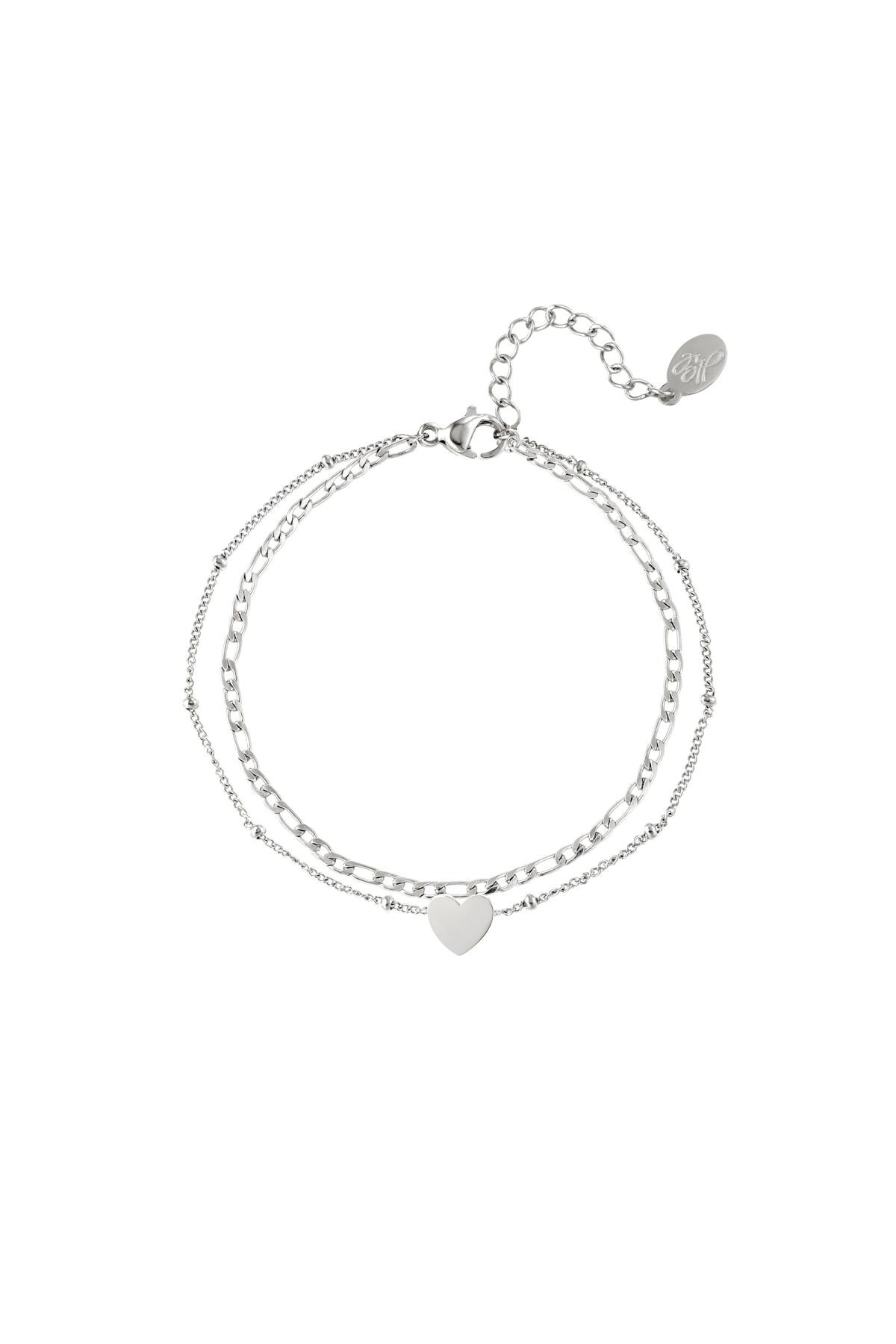 Silver color / Stainless steel bracelet heart Silver 