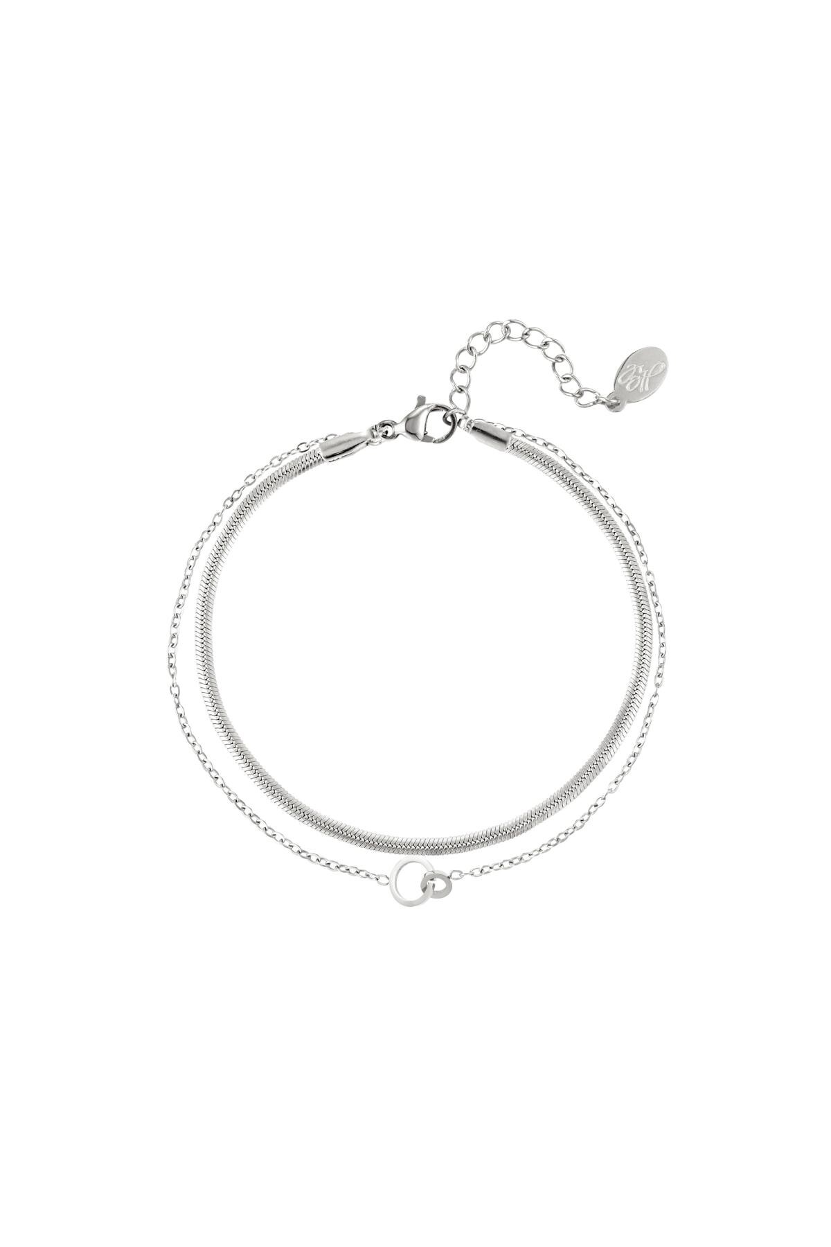 Silver color / Double bracelet connected circles Silver Stainless Steel 