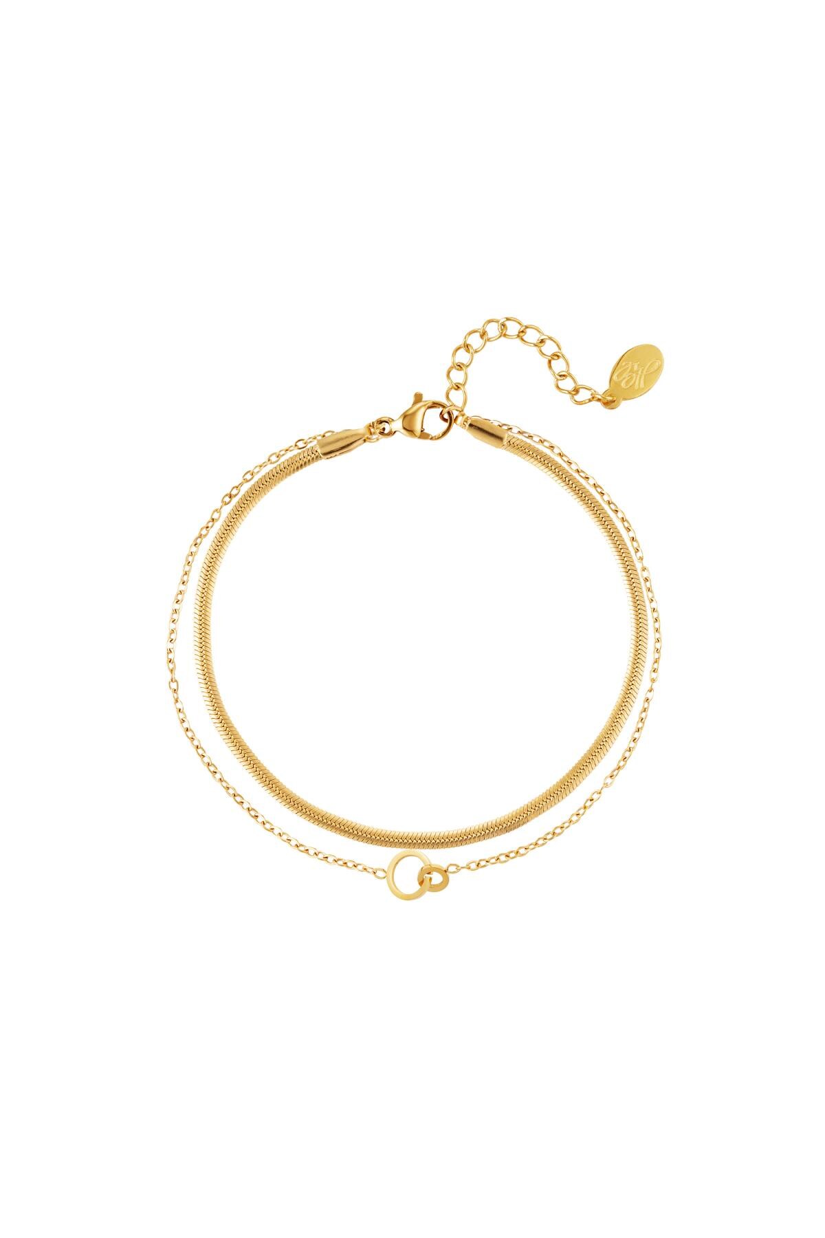 Gold color / Double bracelet connected circles Gold Stainless Steel Picture2