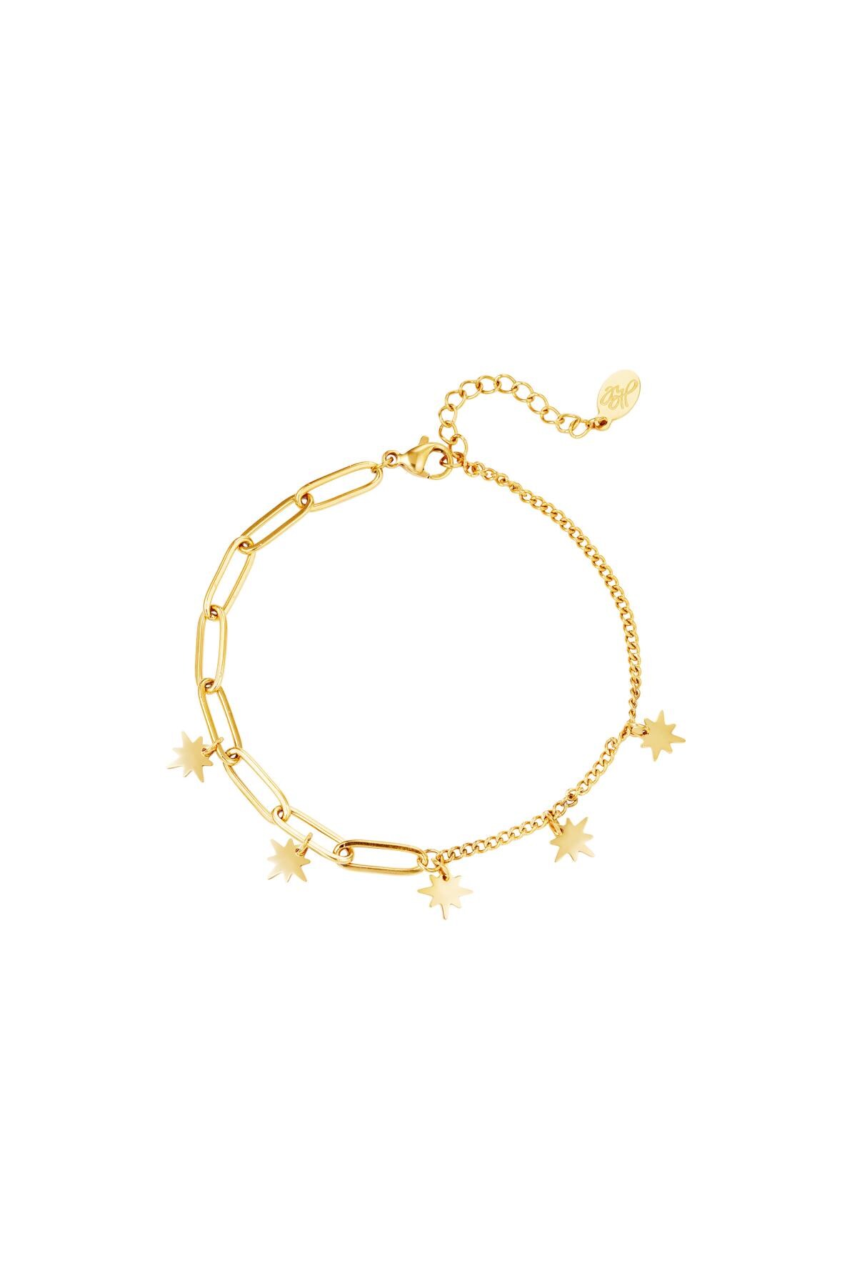 Gold color / Stainless steel bracelet with star charms Gold 