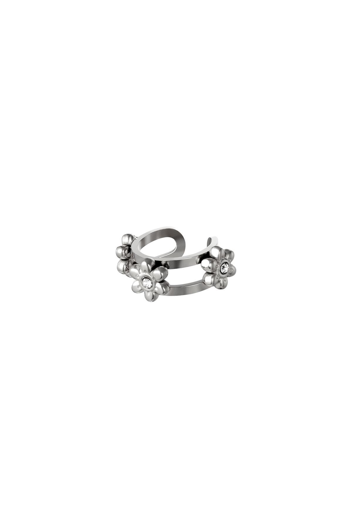 Silver color / Earcuff little flowers Silver Stainless Steel Picture2