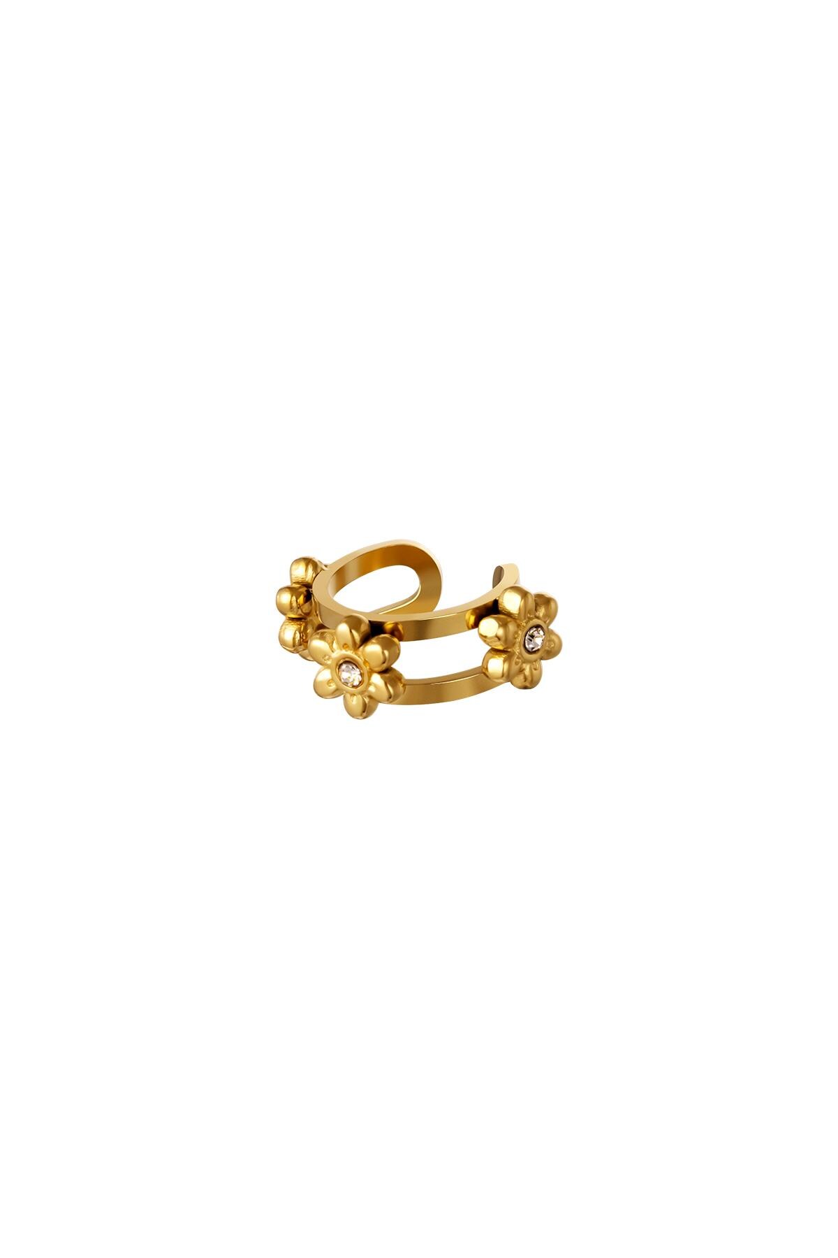 Gold color / Earcuff little flowers Gold Stainless Steel 