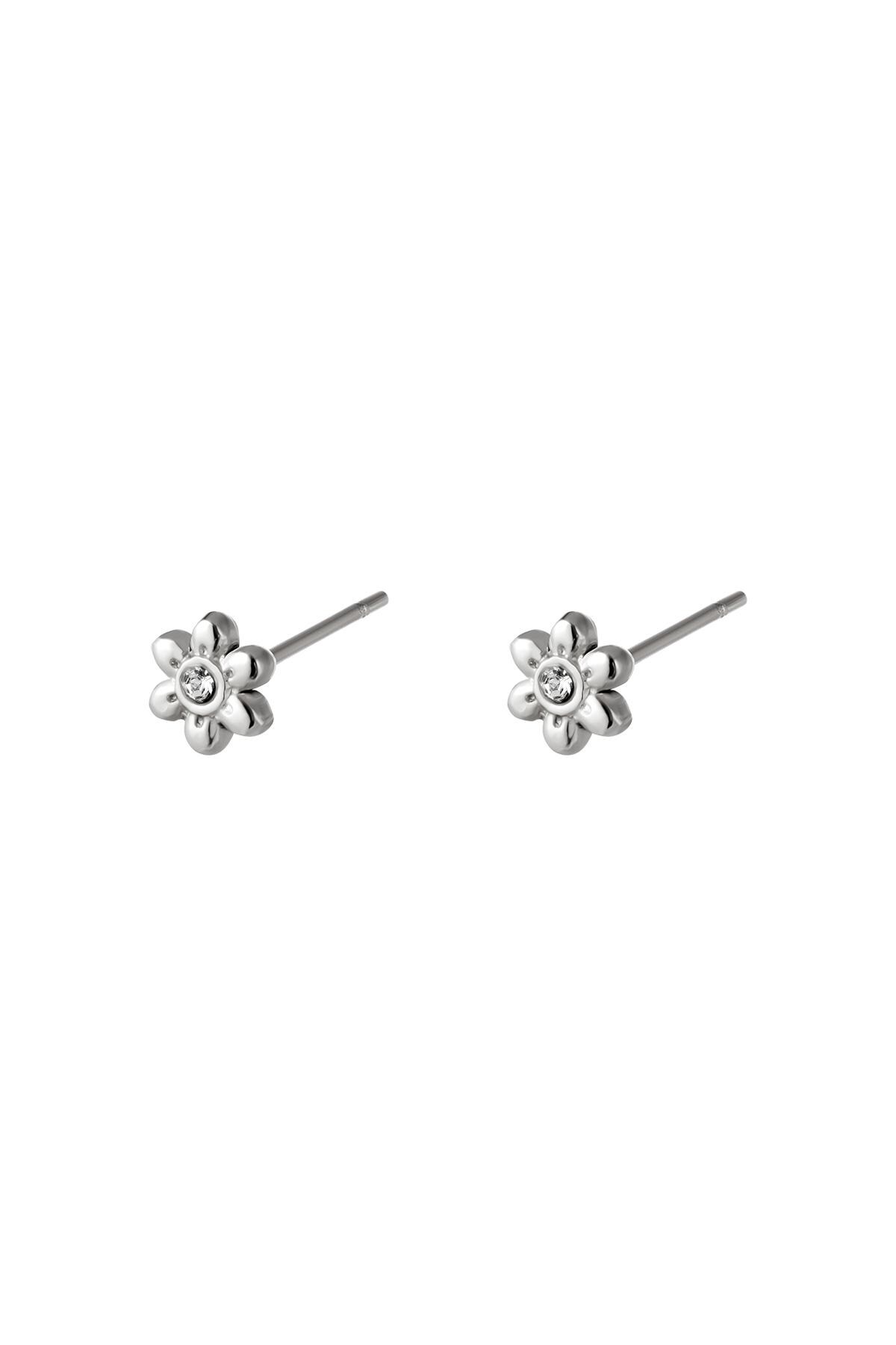 Boucles d'oreilles en acier inoxydable Fleur Argenté h5 