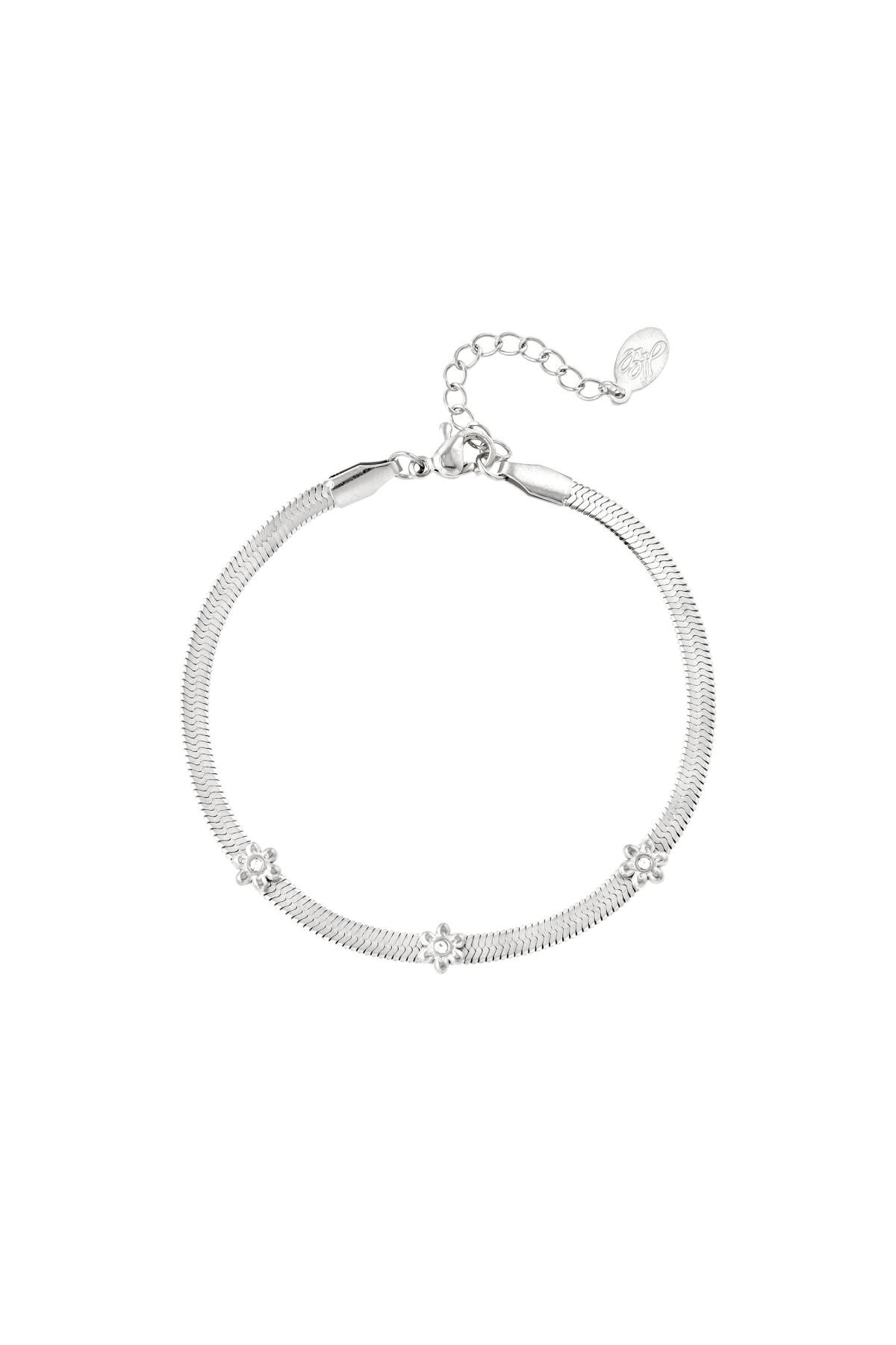 Stainless steel bracelet with little flowers Silver 