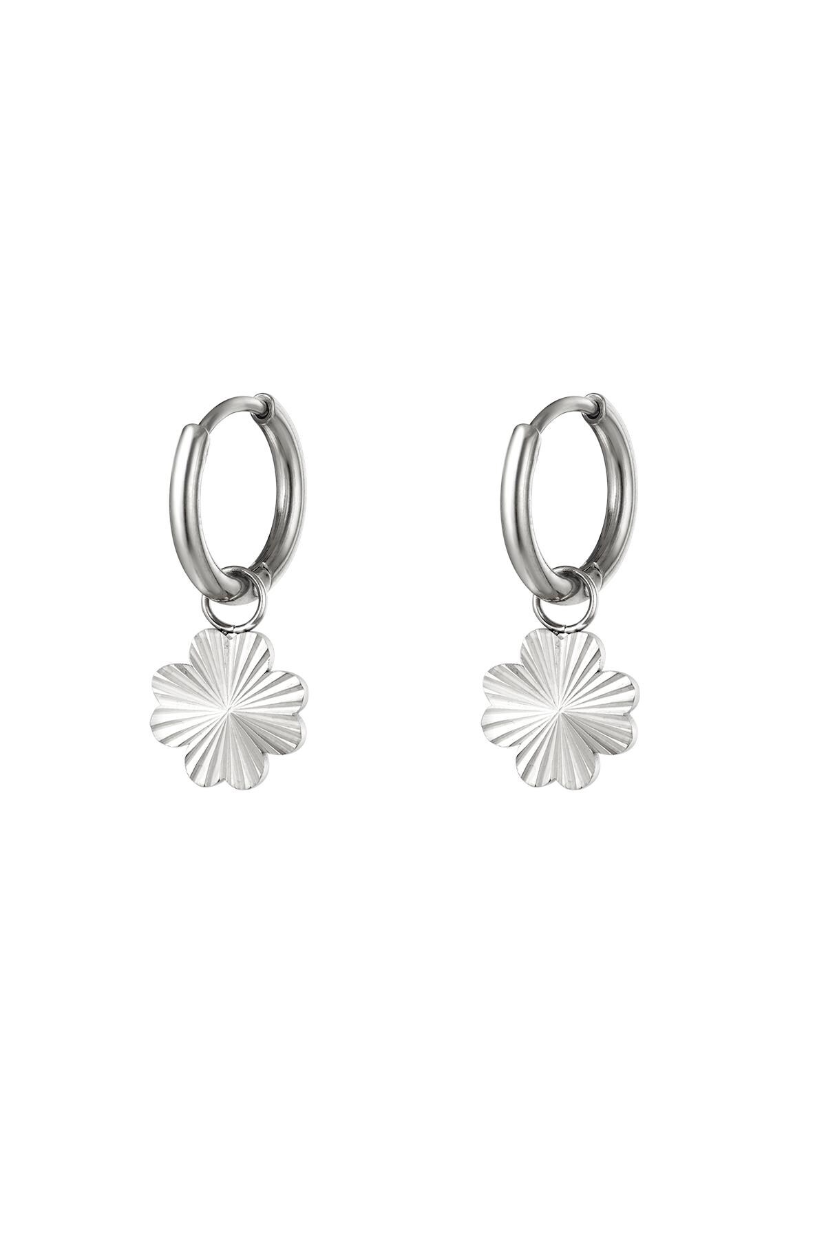 Silver color / Stainles steel earrings clover Silver Stainless Steel 