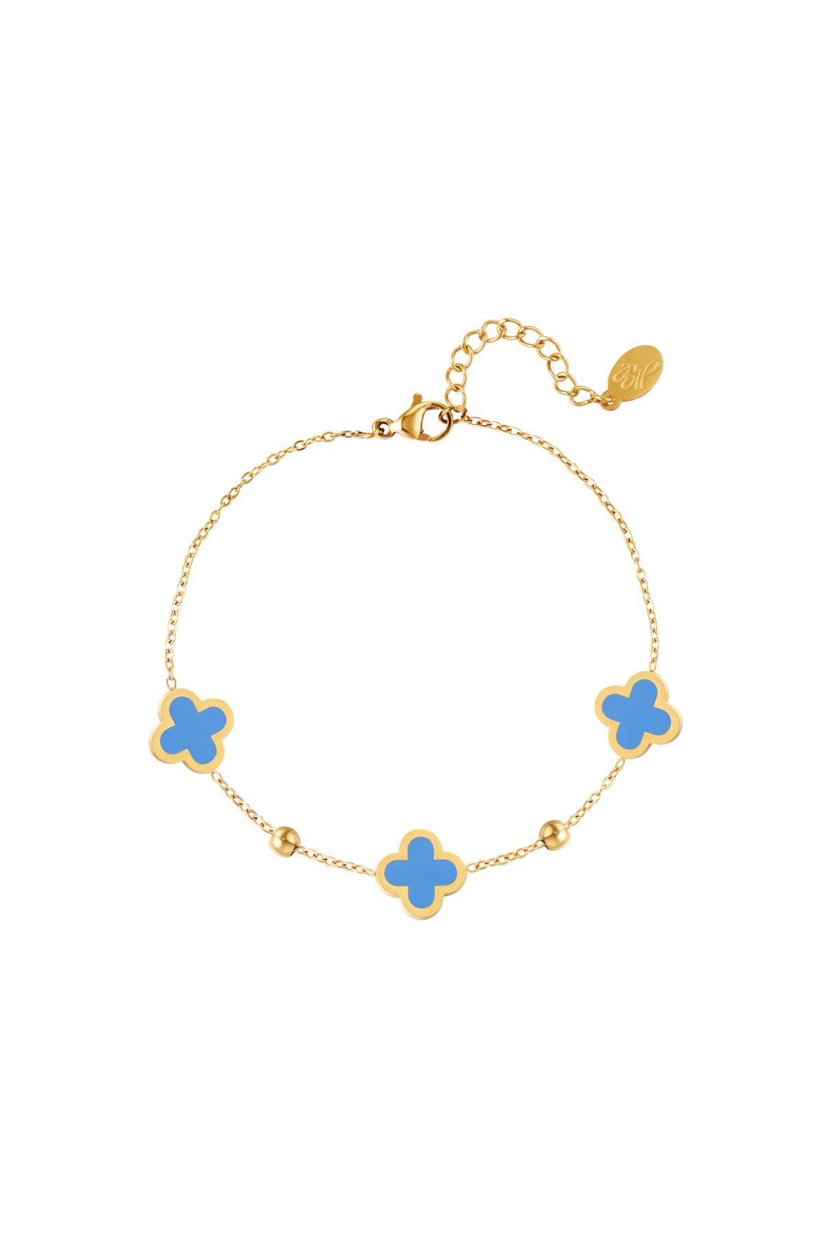 Bracelet three clovers Blue & Gold Stainless Steel h5 