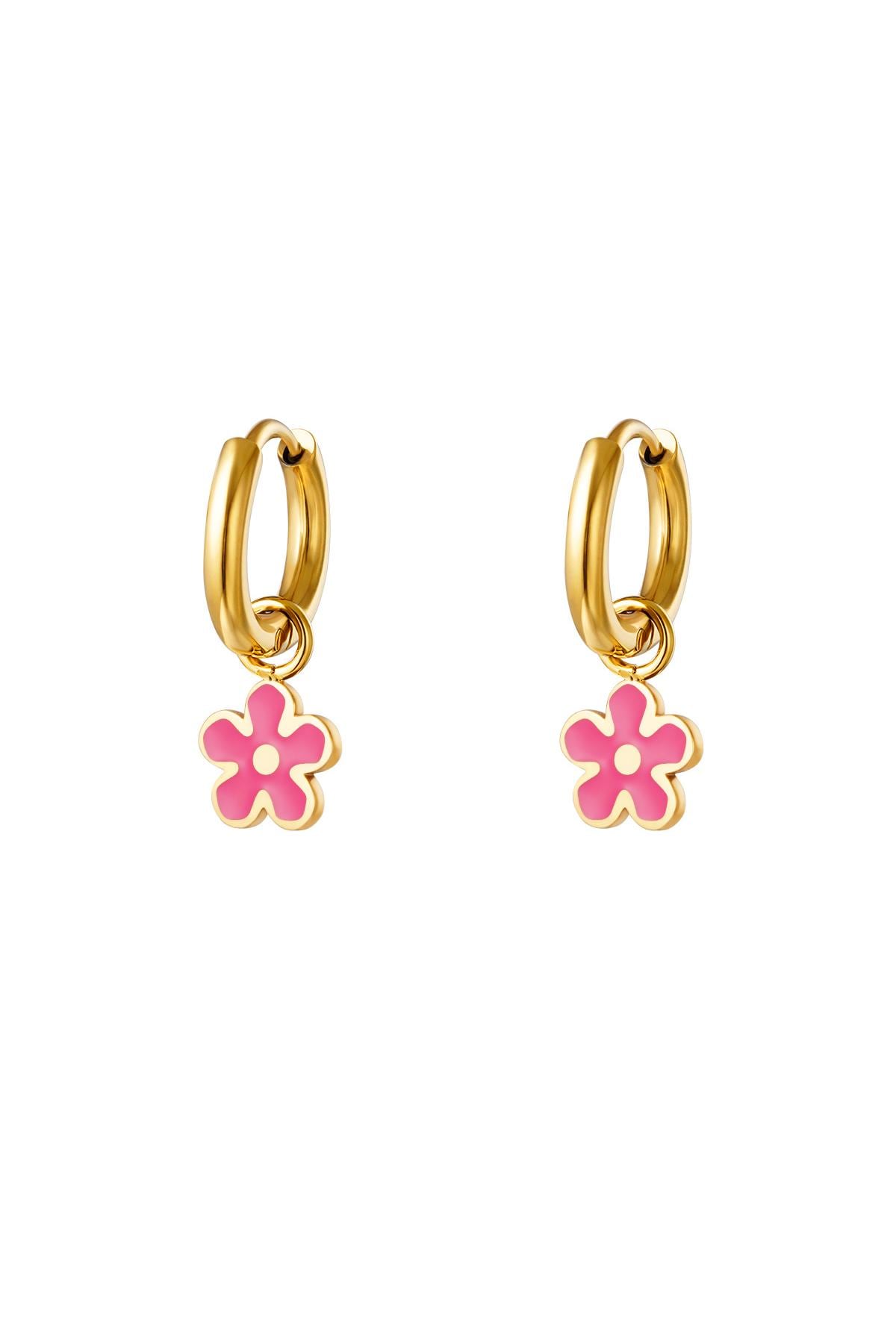 Boucles d'oreilles fleurs colorées en acier inoxydable Rouge h5 