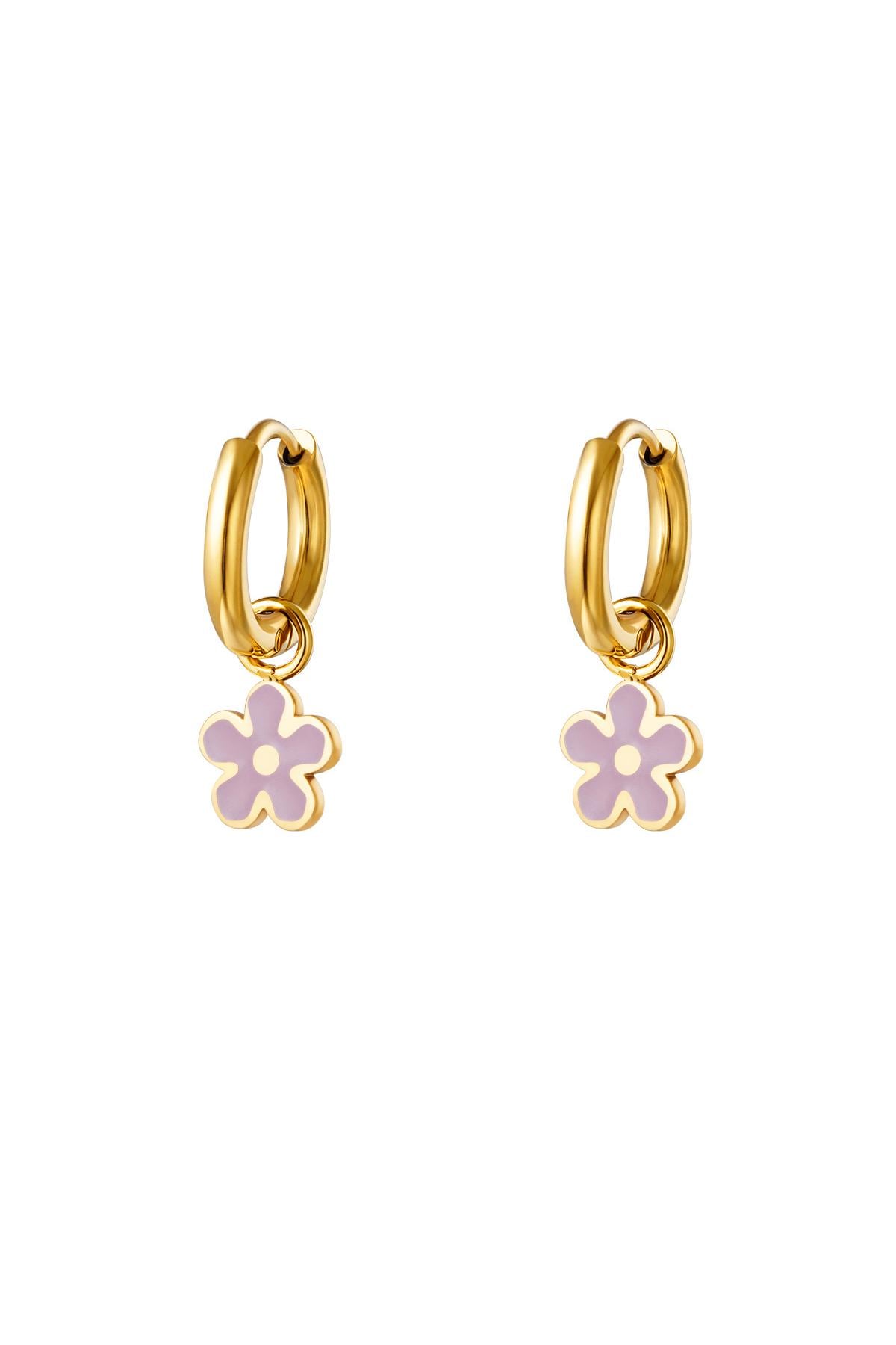 Pendientes de flores de acero inoxidable Morado h5 