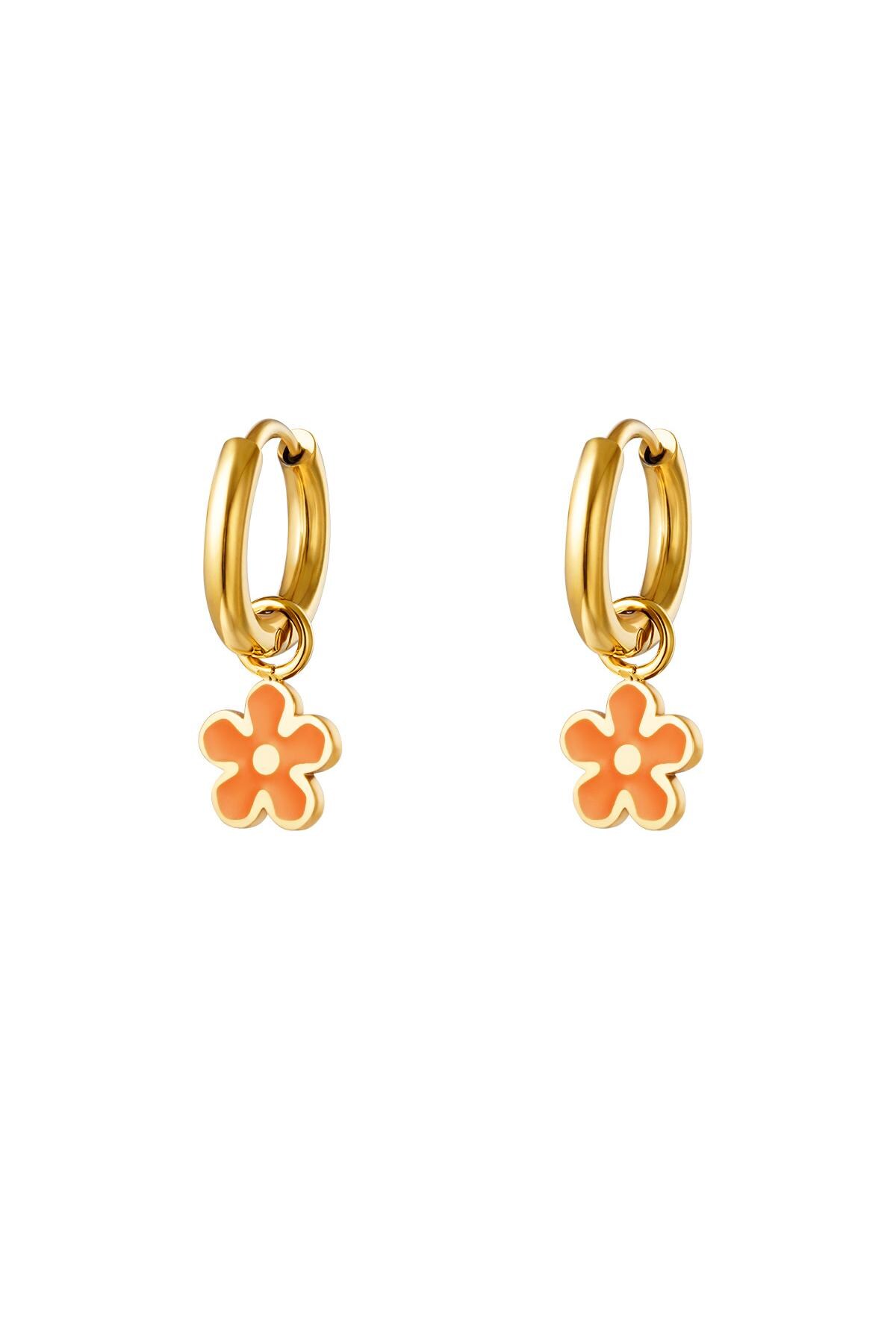 Stainless steel colorful flower earrings Orange 