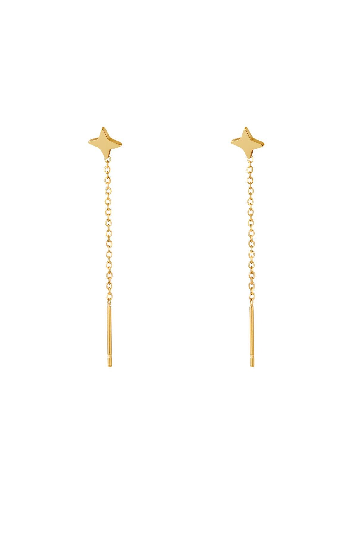 Gold color / Stainless Steel Chain Earrings Diamond Gold 