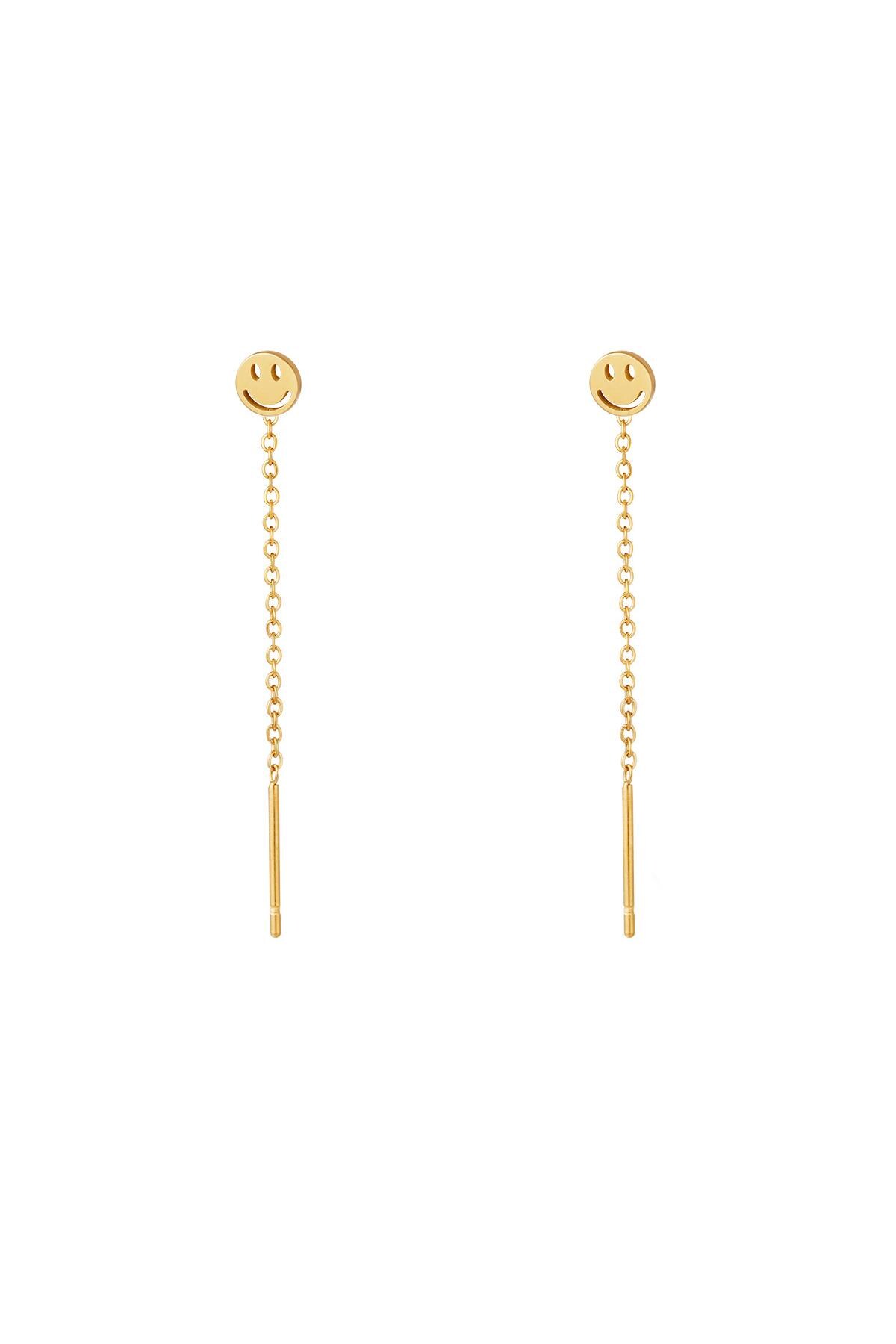 Gold color / Stainless Steel Chain Earrings Smiley Gold 