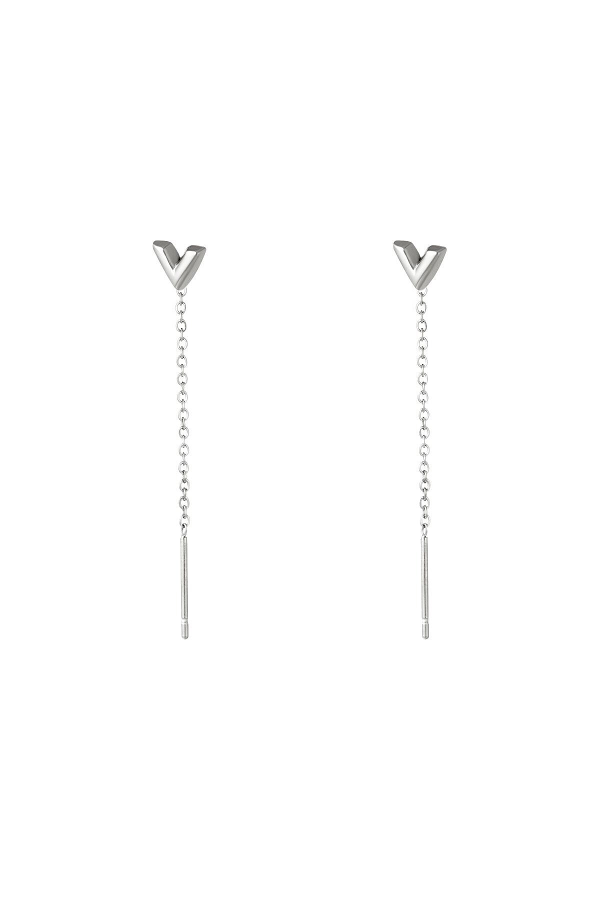 Silver color / Stainless Steel Chain Earrings Arrow Silver Picture2