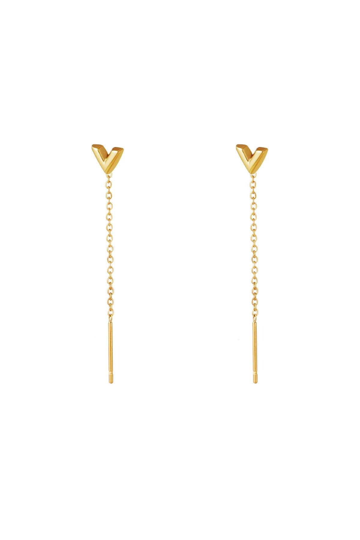 Gold color / Stainless Steel Chain Earrings Arrow Gold 