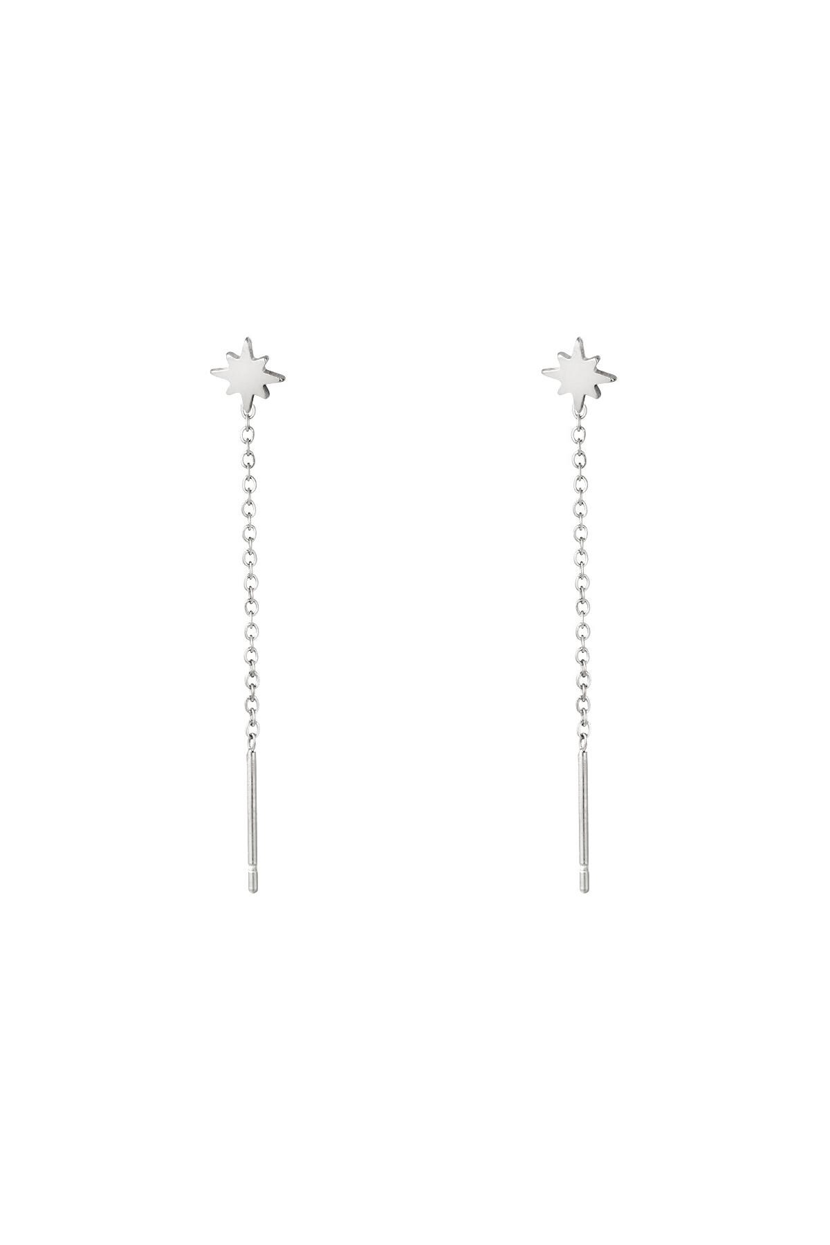 Silver color / Stainless Steel Chain Earrings Star Silver 