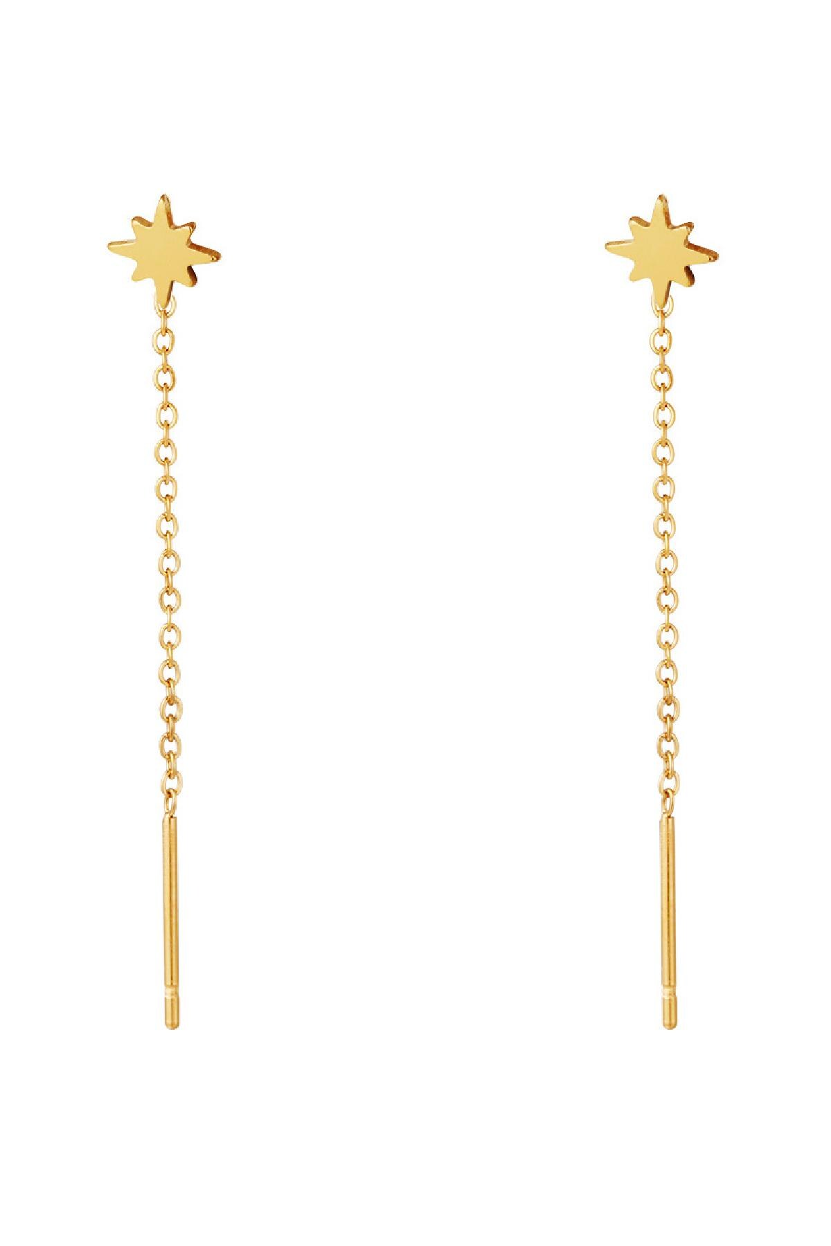 Gold color / Stainless Steel Chain Earrings Star Gold Picture2