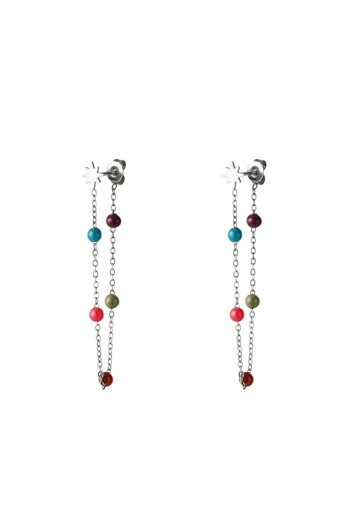 Star earring with collored balls Silver Stainless Steel h5 