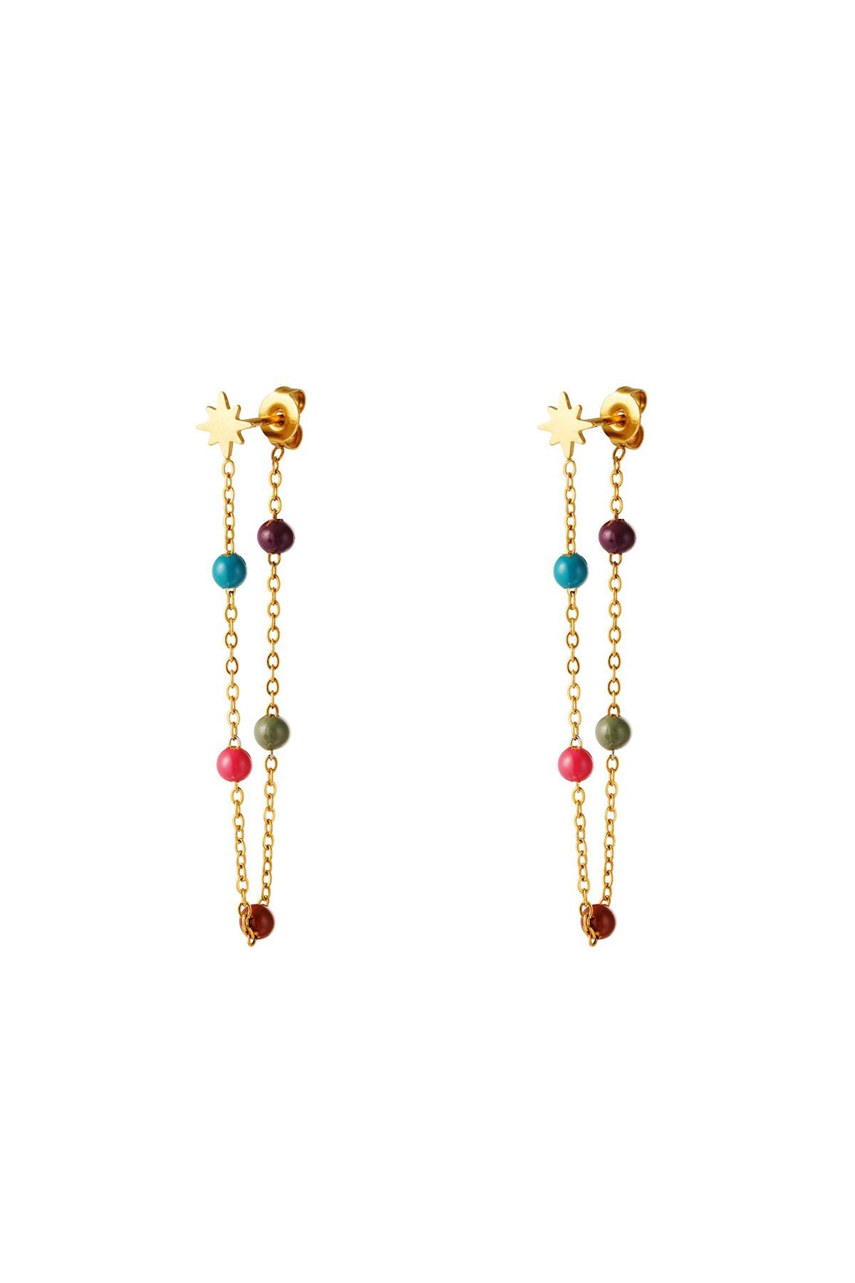 Star earring with collored balls Gold Stainless Steel h5 