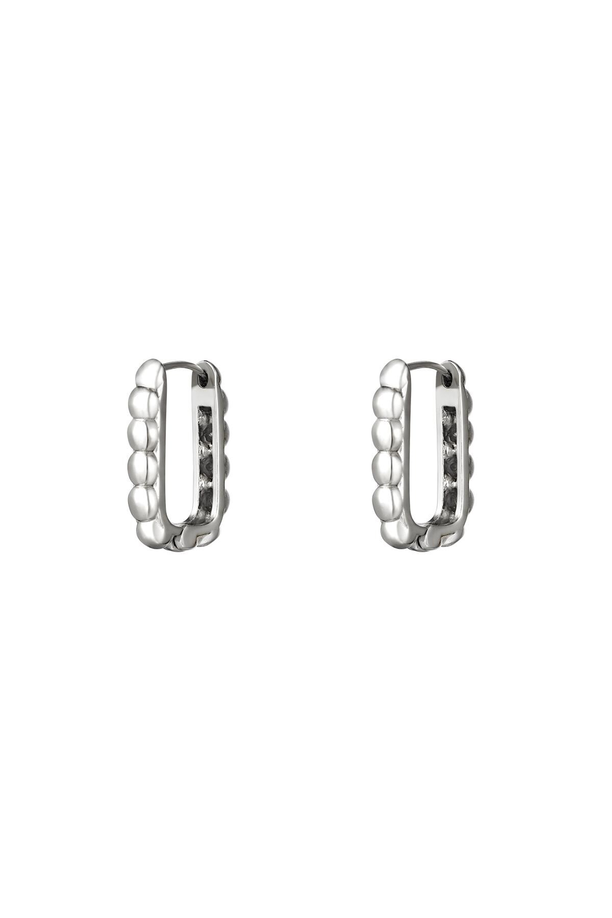 Bubble rectangle earrings small Silver Stainless Steel 