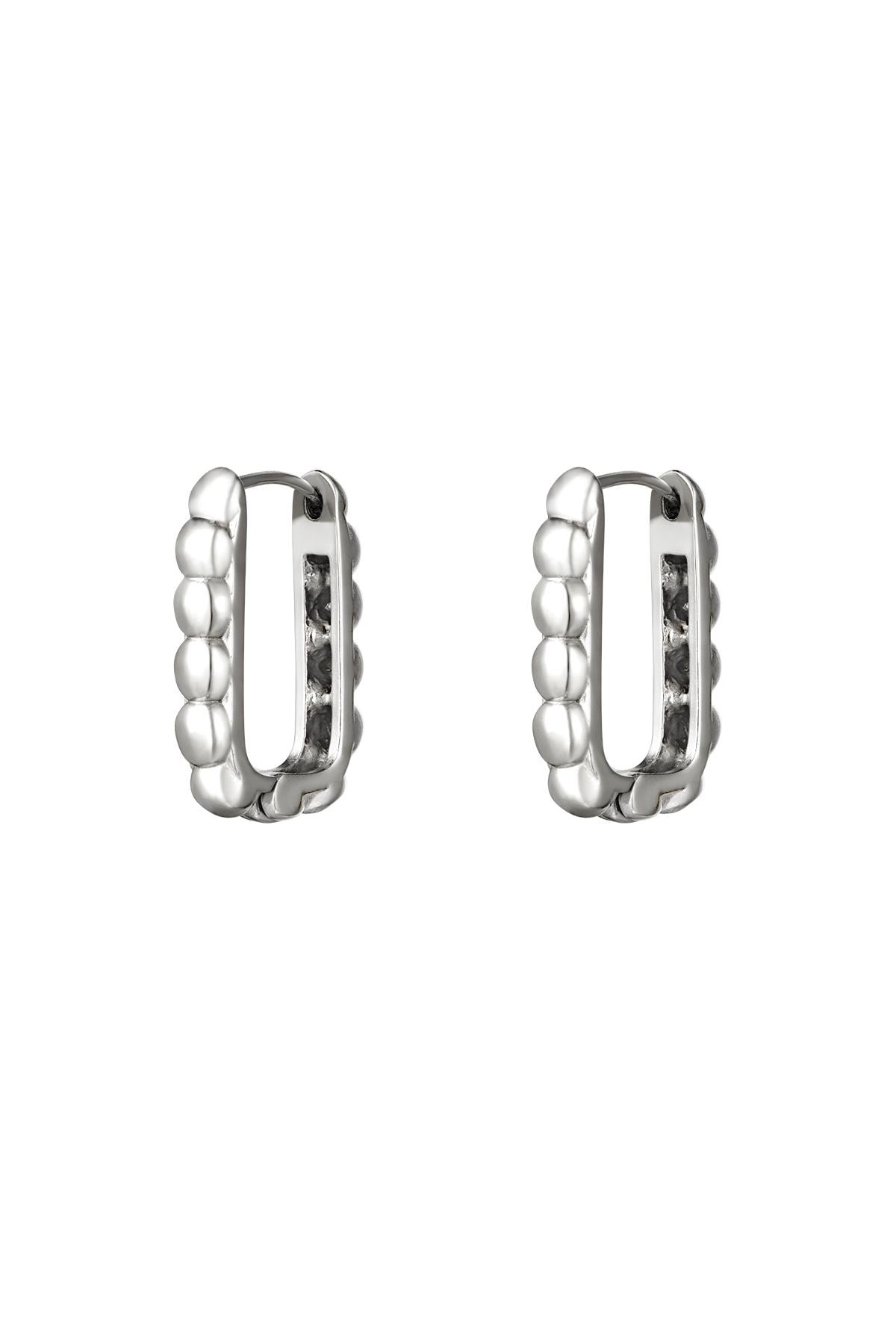 Rectangle earrings with bubbles Silver Stainless Steel 