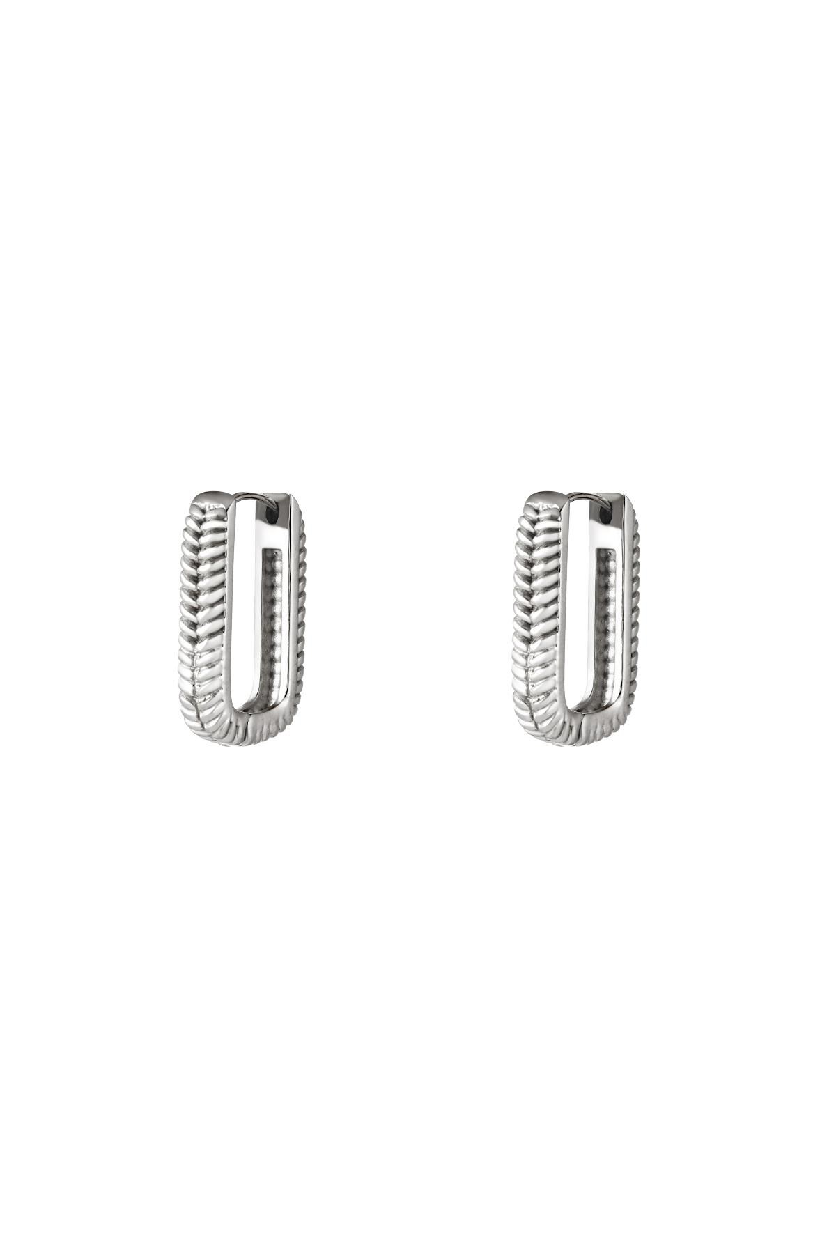 Woven rectangle earrings small Silver Stainless Steel h5 