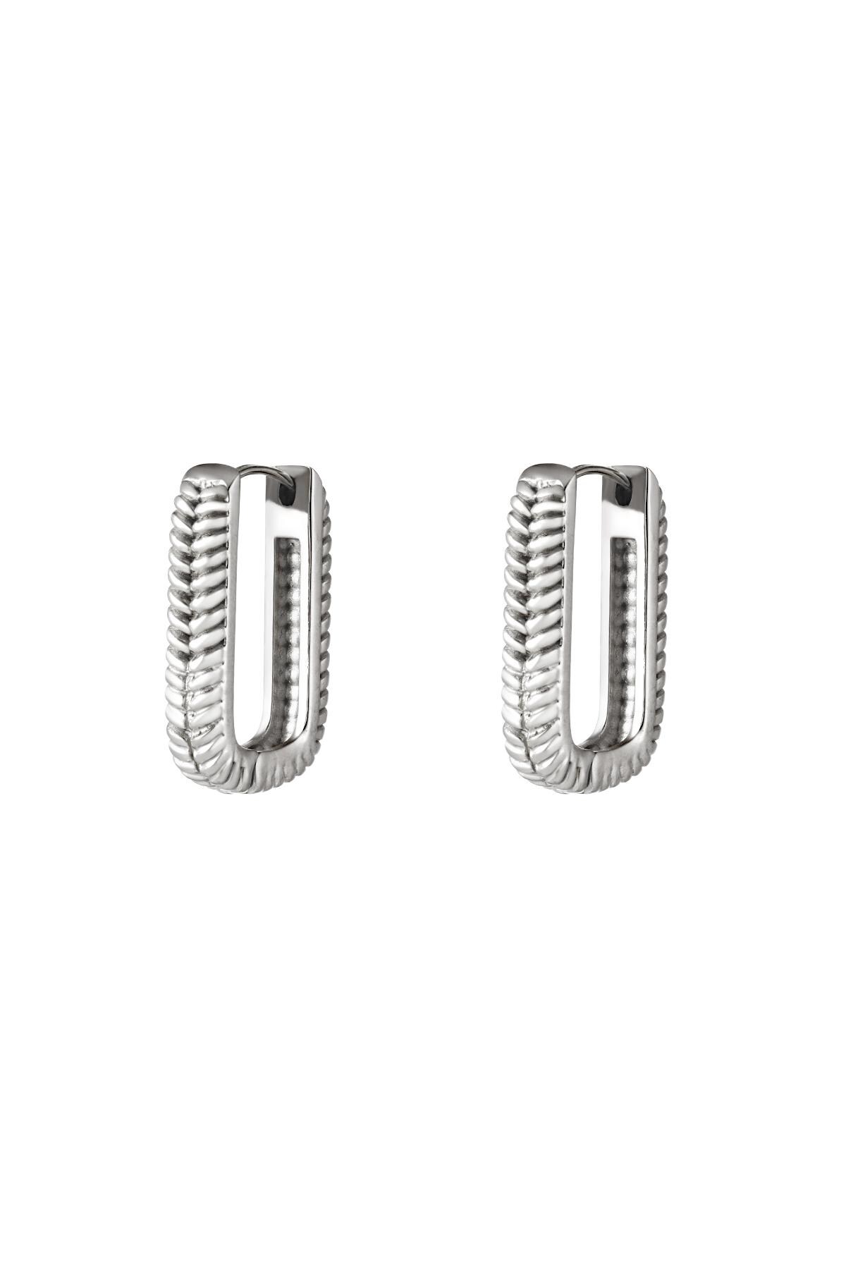 Woven Rectangle Earrings Silver Stainless Steel h5 