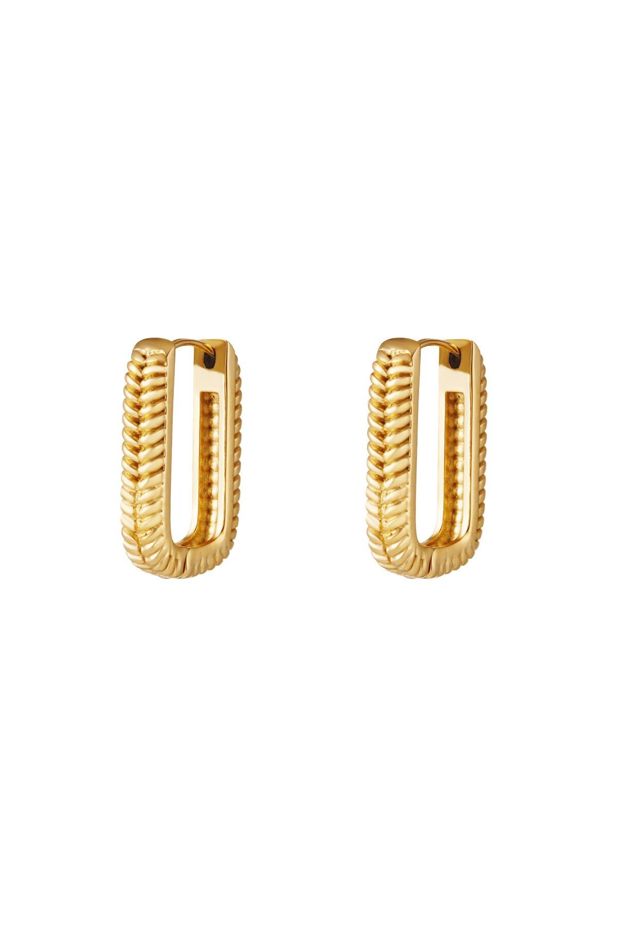 Woven Rectangle Earrings Gold Stainless Steel h5 