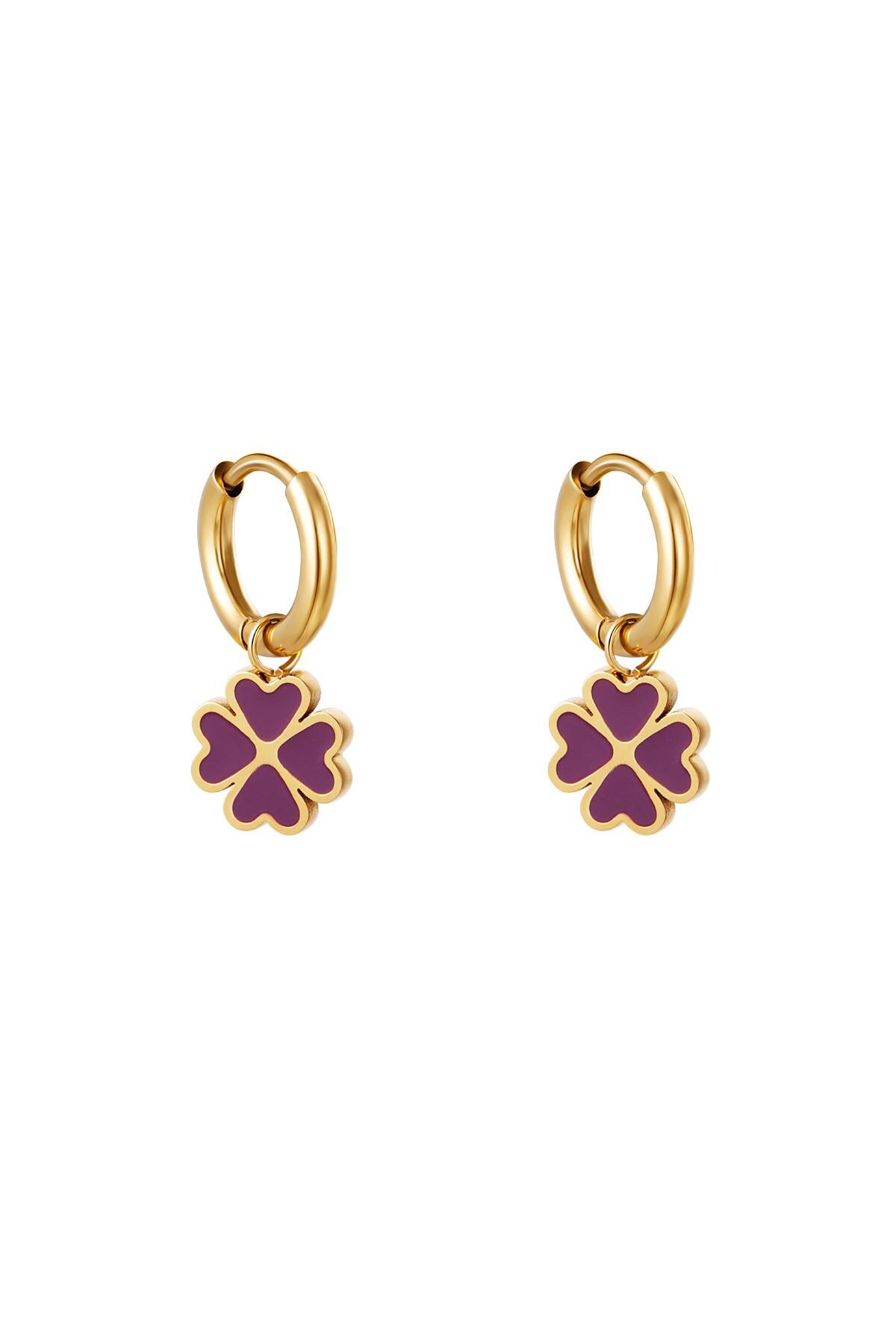 Clover earrings Purple Stainless Steel h5 