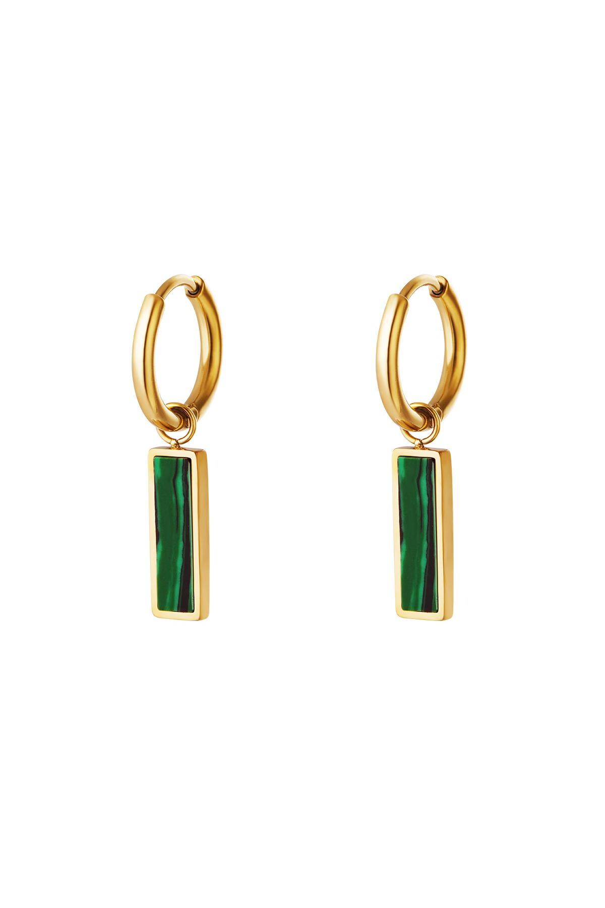 Green bar earrings  Gold Stainless Steel h5 