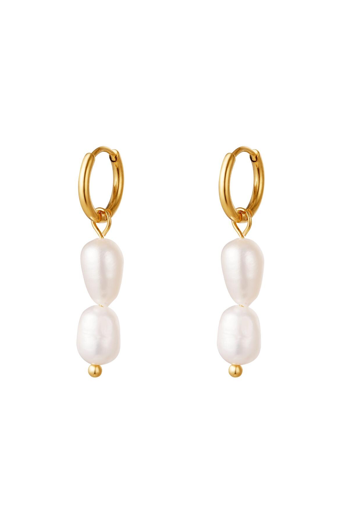 Earrings Double Pearls Gold Stainless Steel h5 