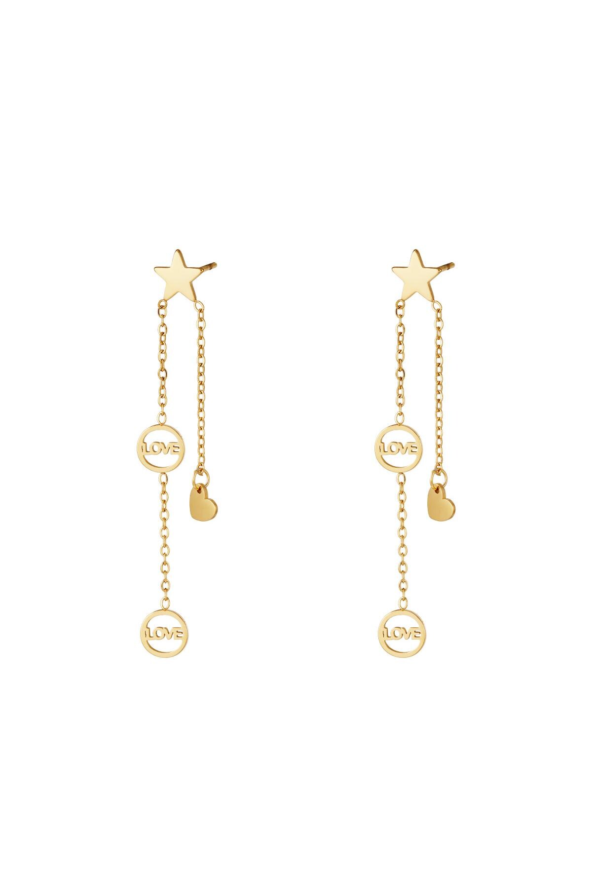 Earrings falling star  Gold Stainless Steel 