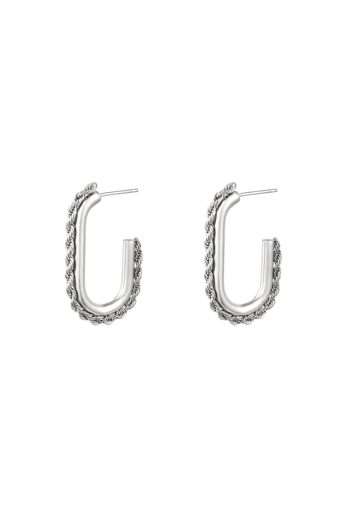 Earrings oval hoop Silver Stainless Steel h5 