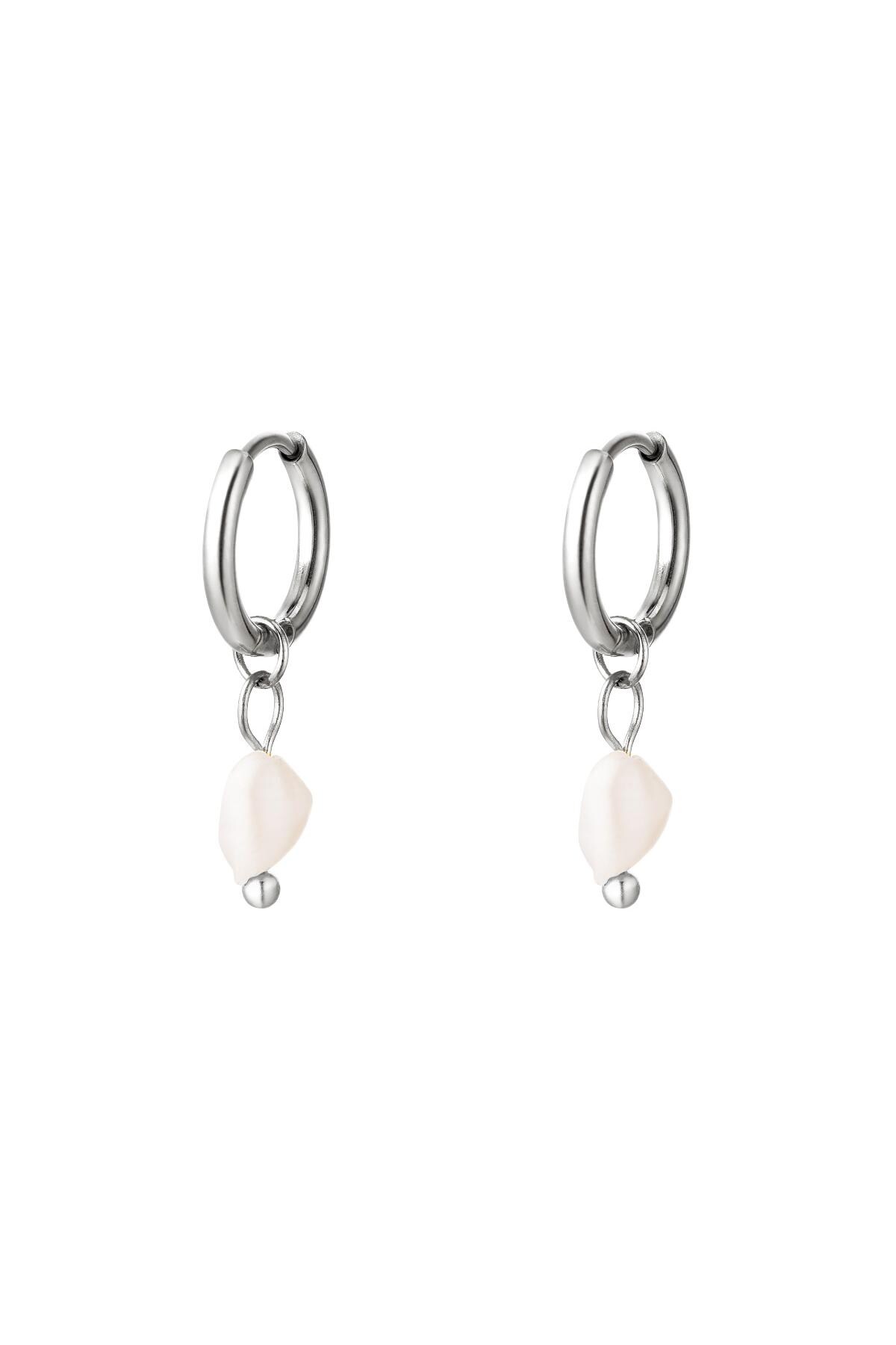 Earrings sweet water pearl Silver Stainless Steel 