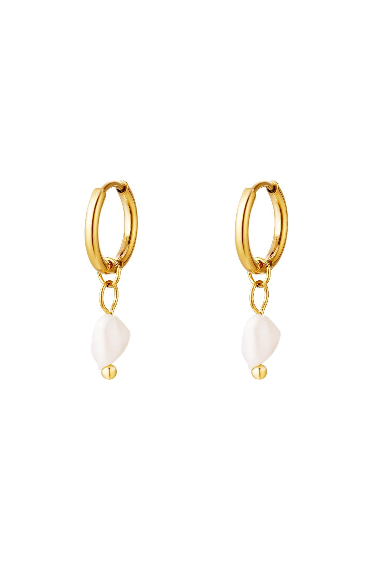 Earrings sweet water pearl Gold Color Stainless Steel h5 