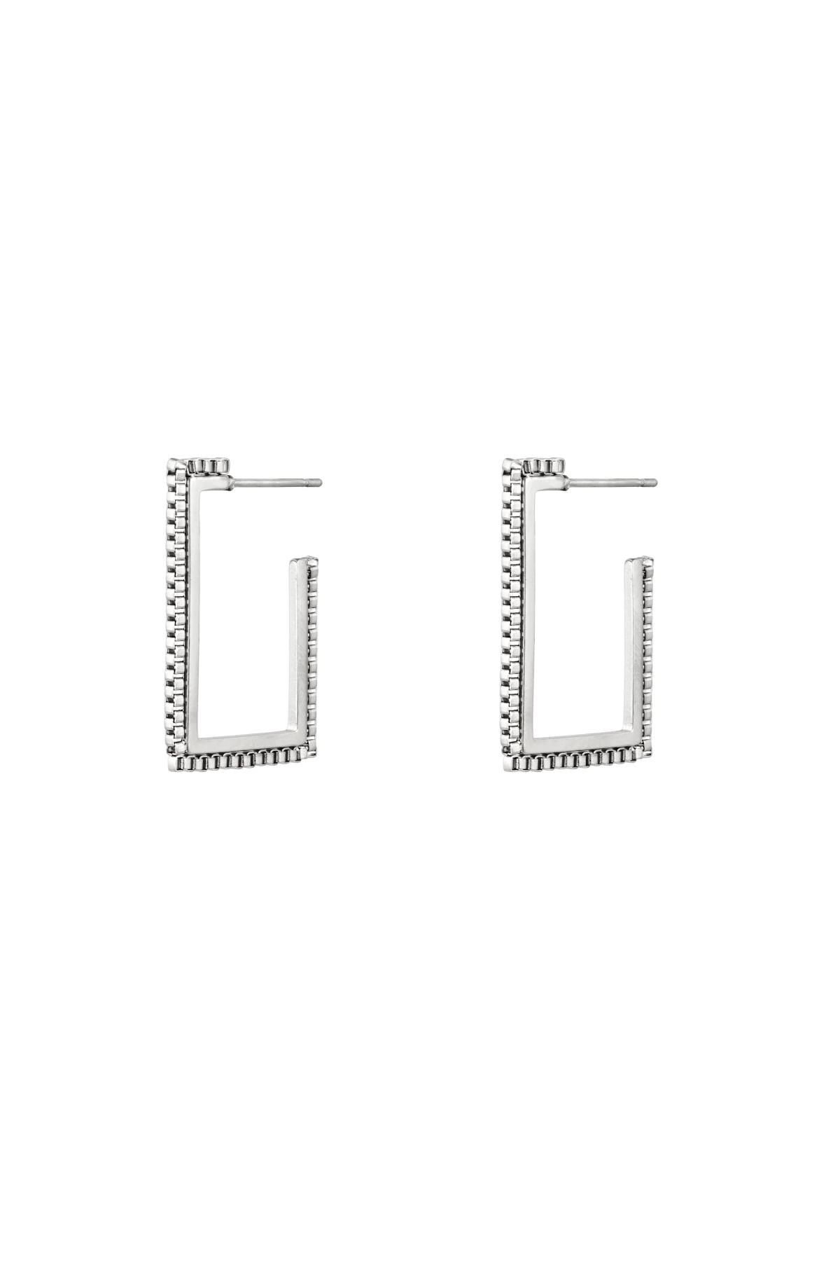 Earrings rectangle shackle Silver Stainless Steel 