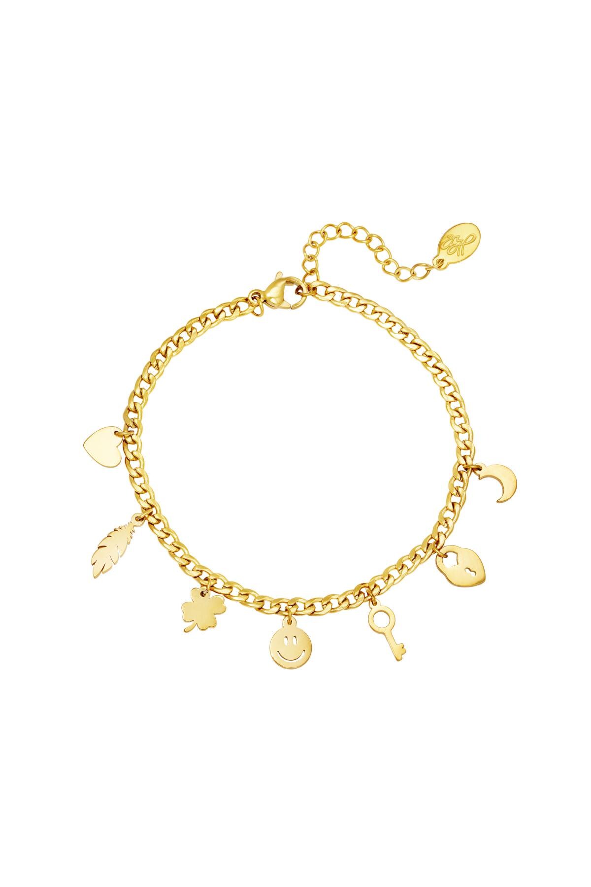 Stainless steel charm bracelet Gold 