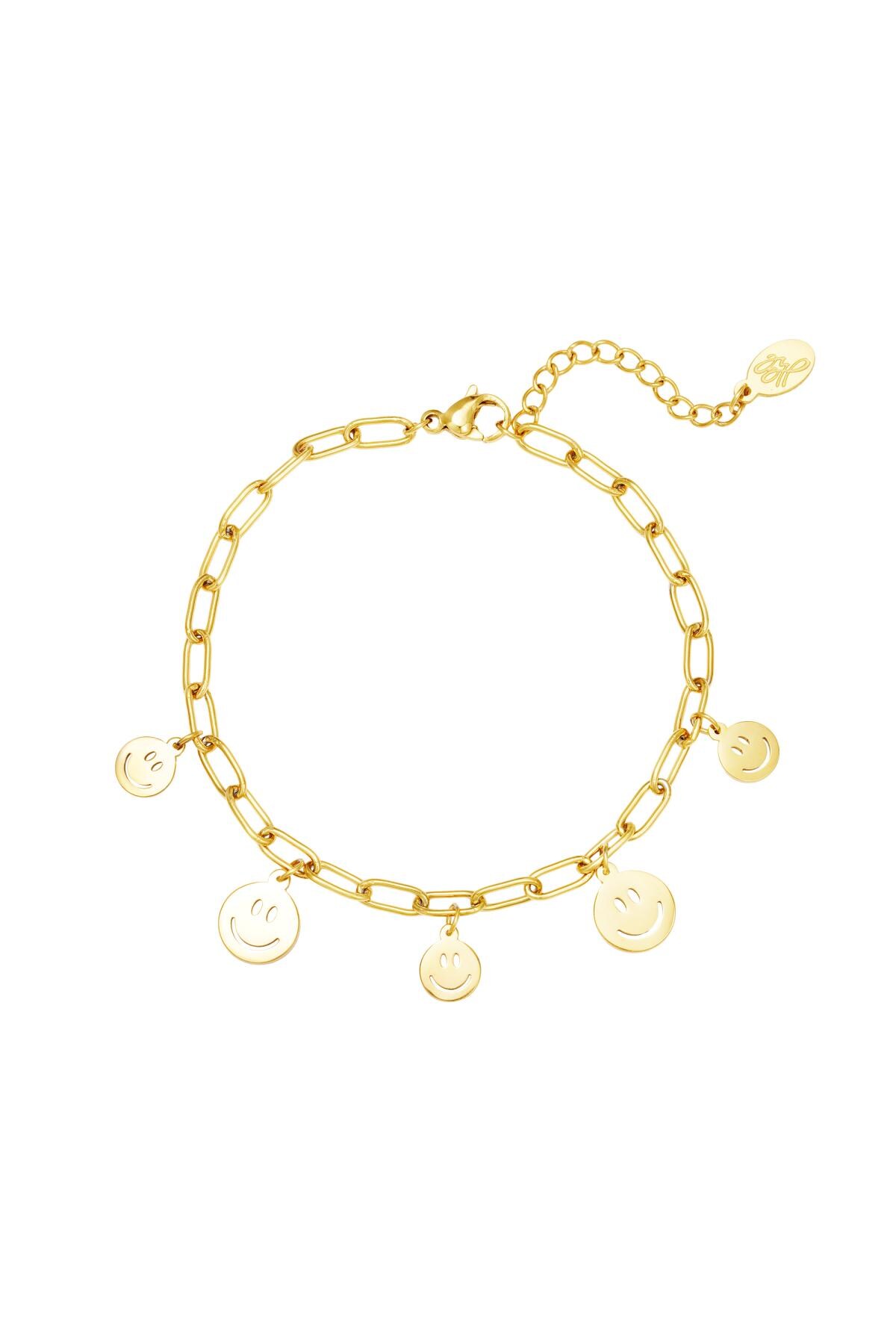 Bracelet multiple smileys Gold Stainless Steel h5 