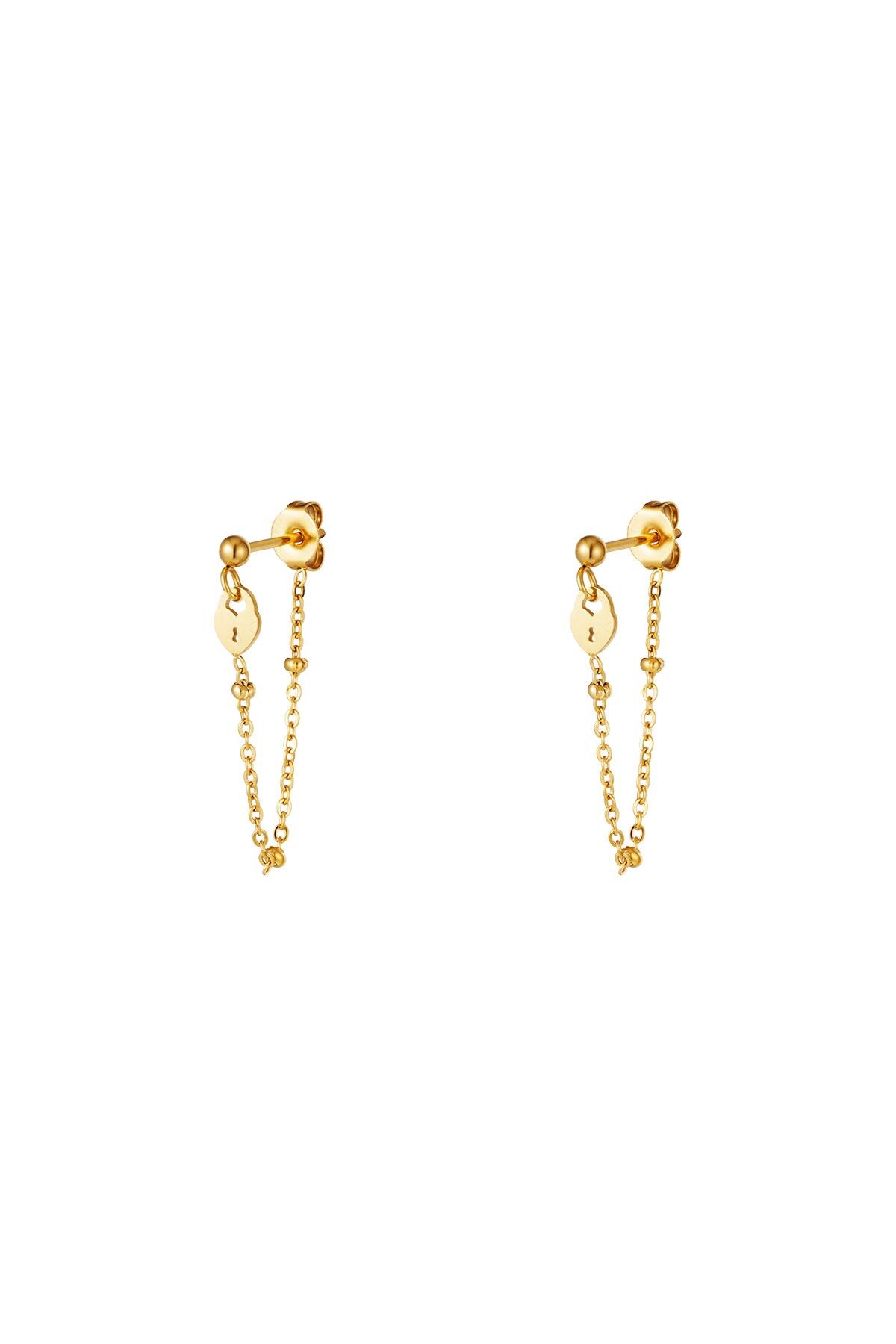 Earrings key lock Gold Stainless Steel 