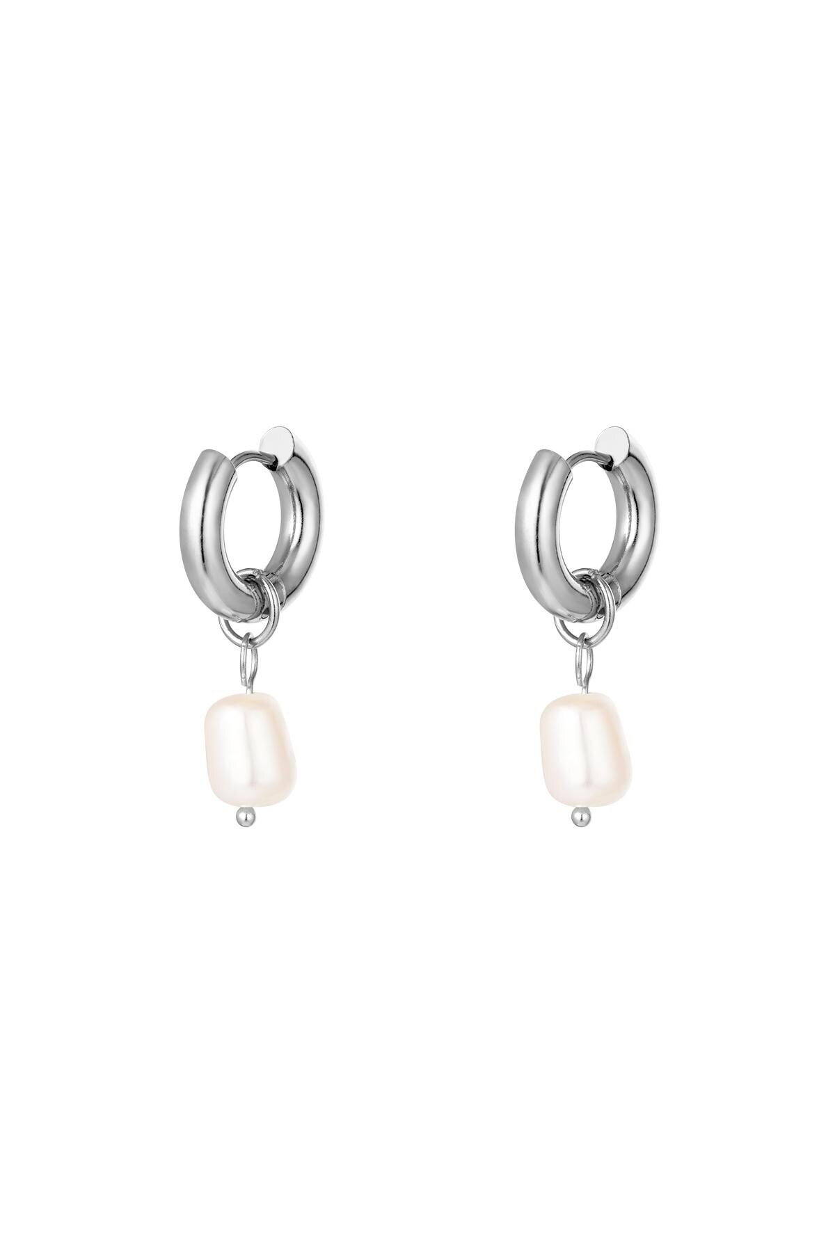 Stainless steel earrings pearls simple Silver h5 