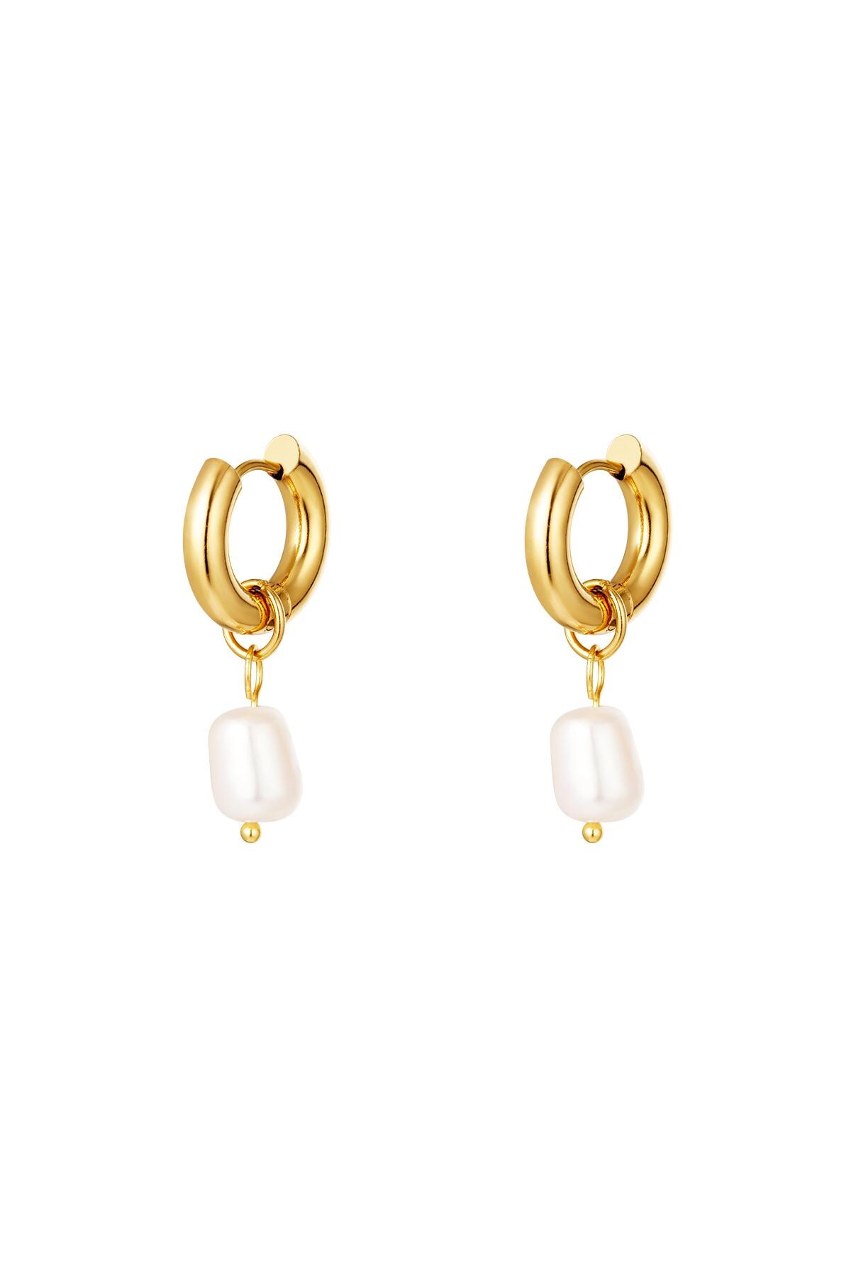 Stainless steel earrings pearls simple Gold h5 