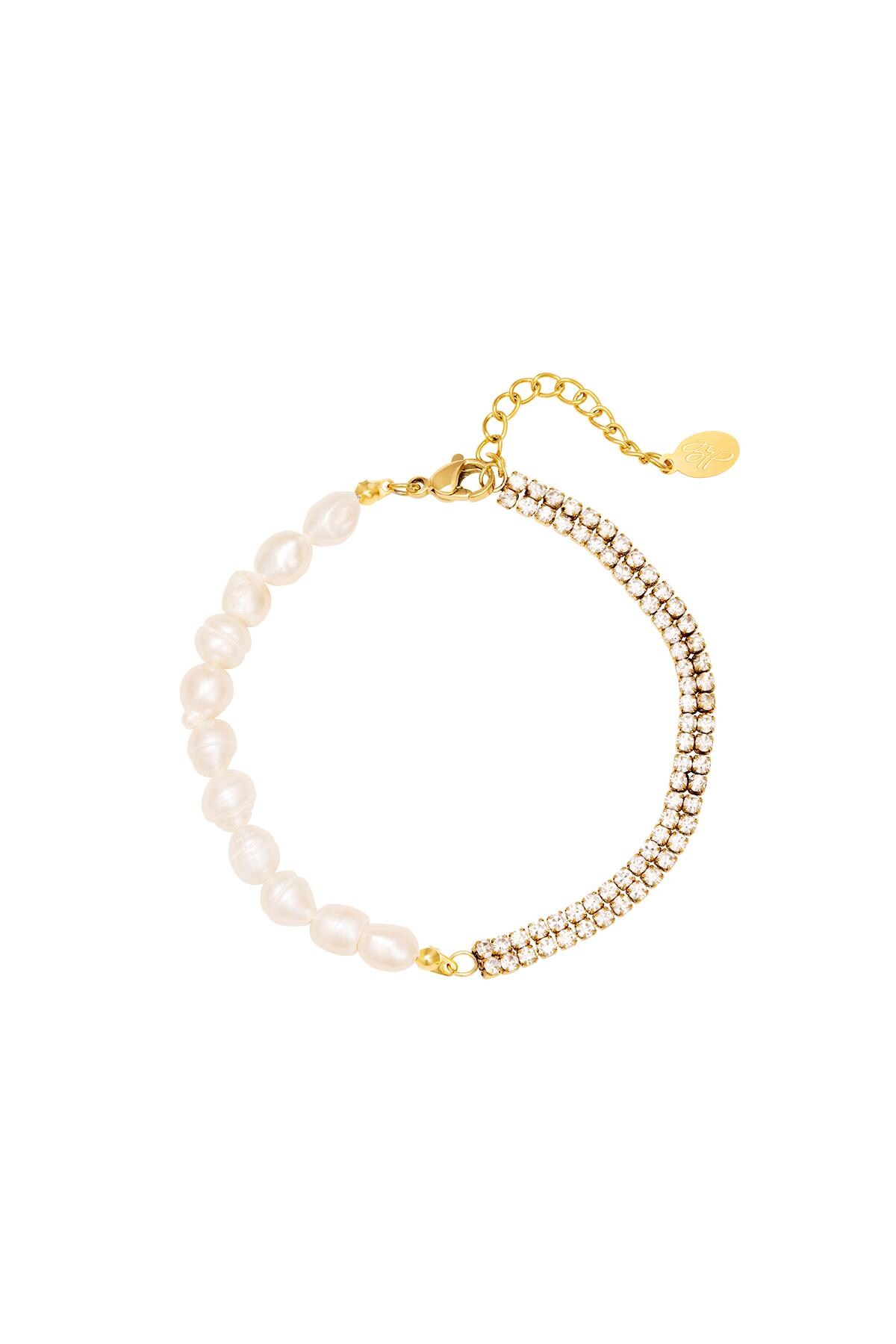 Stainless steel bracelet pearls Gold h5 