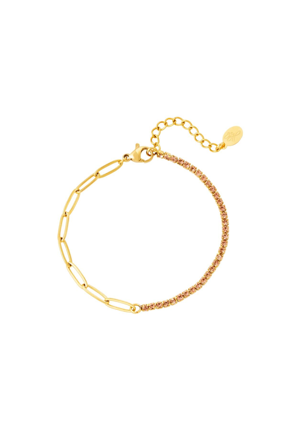 Bracelet zircon chain small Gold Stainless Steel 