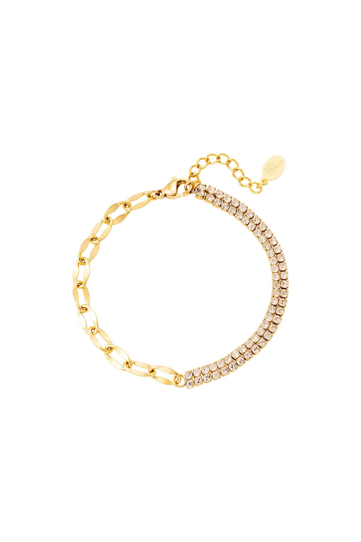 Bracelet zircon and chain Gold Stainless Steel h5 