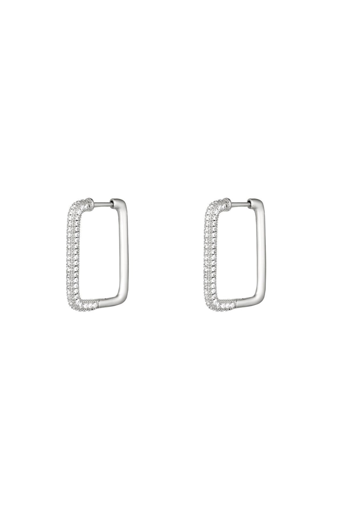 Earrings rectangle zircon Silver Copper 